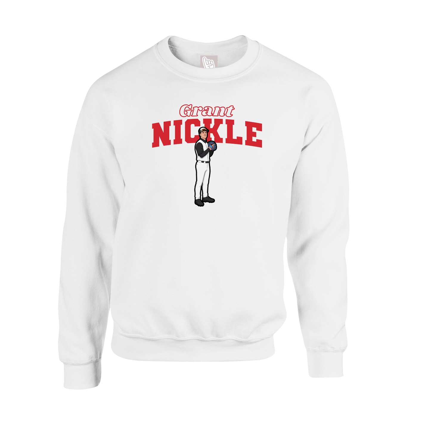 Fleece Crew — Name Arch in White