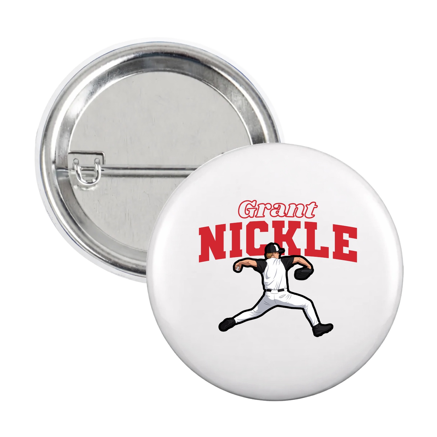 Game Day Button — Name Arch in White