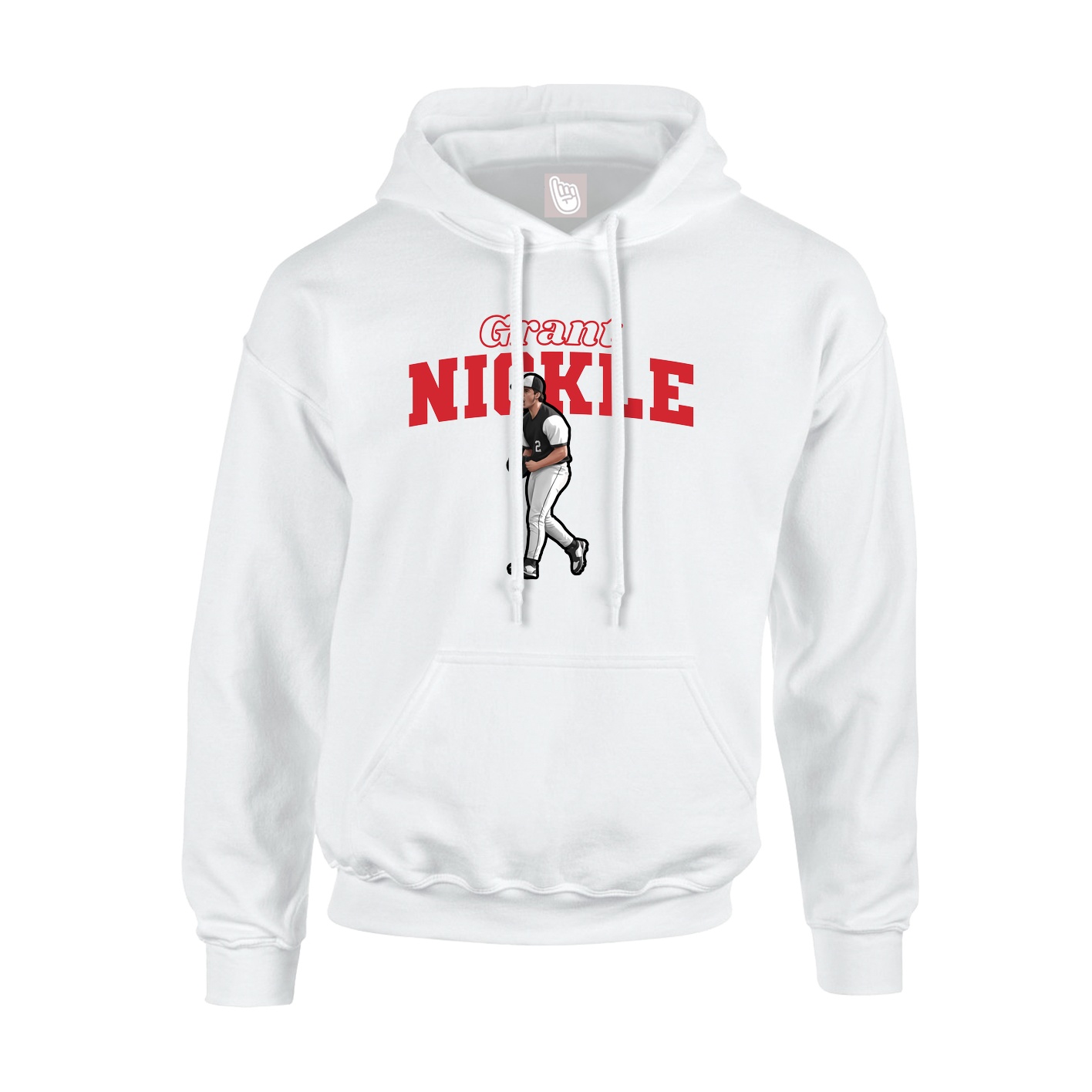 Youth Hoodie — Name Arch in White
