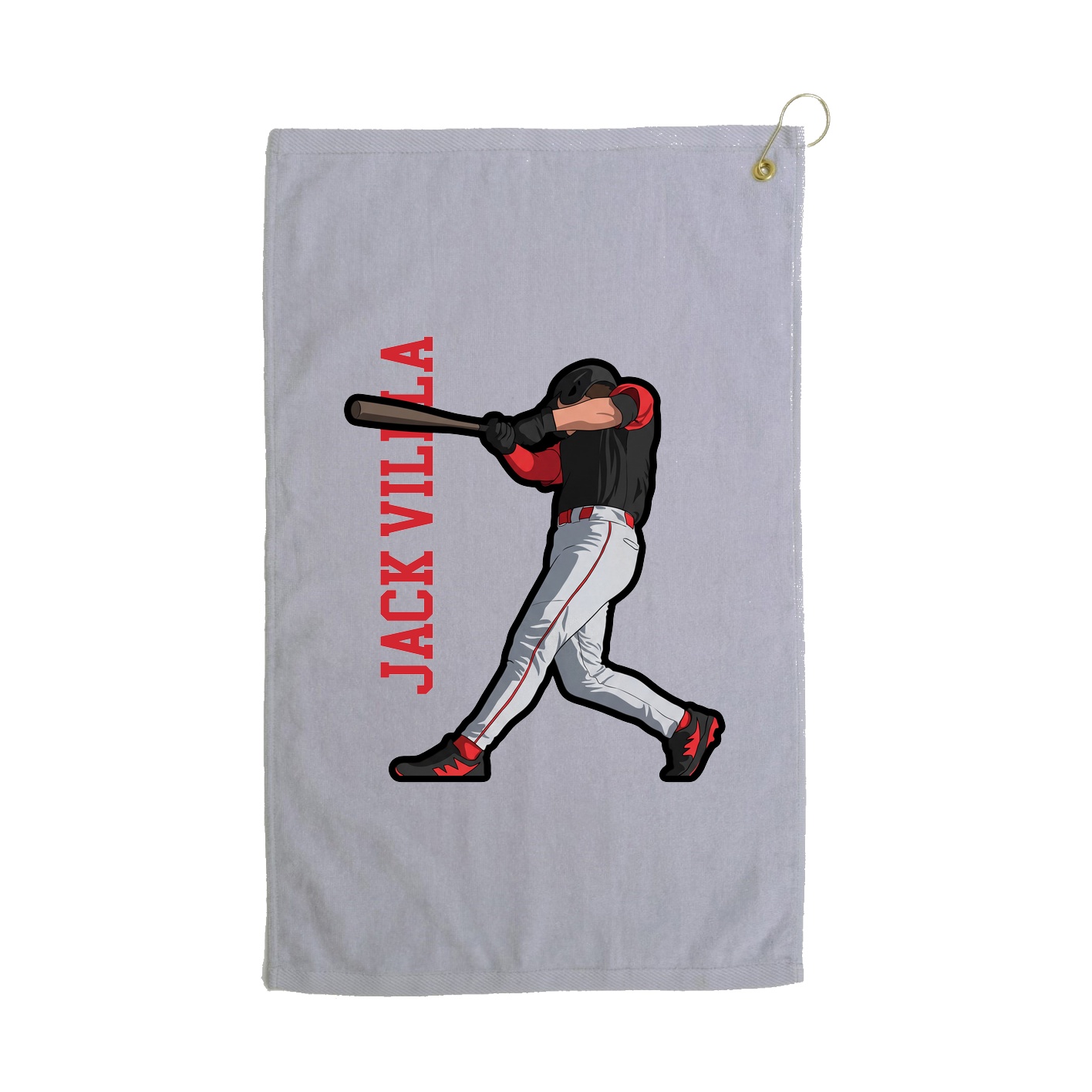 Golf Towel — Name Vertical in Grey