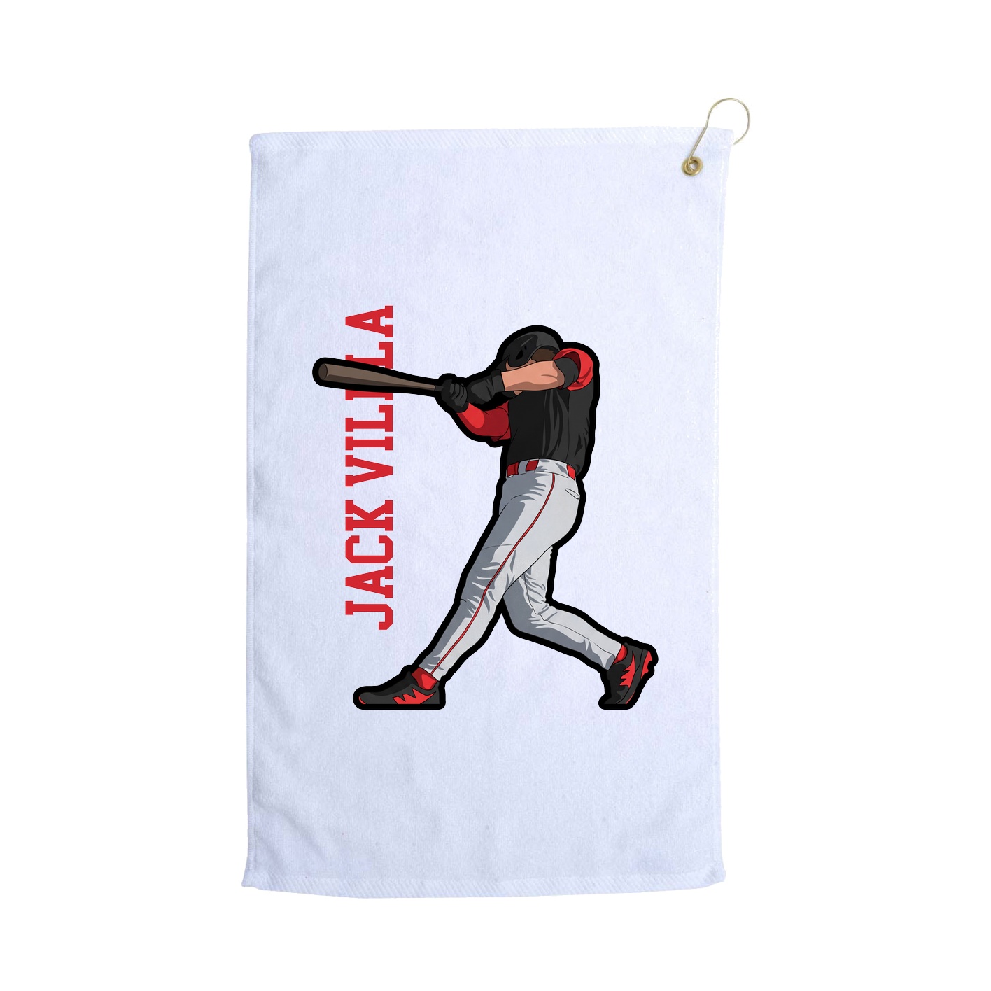 Golf Towel — Name Vertical in White