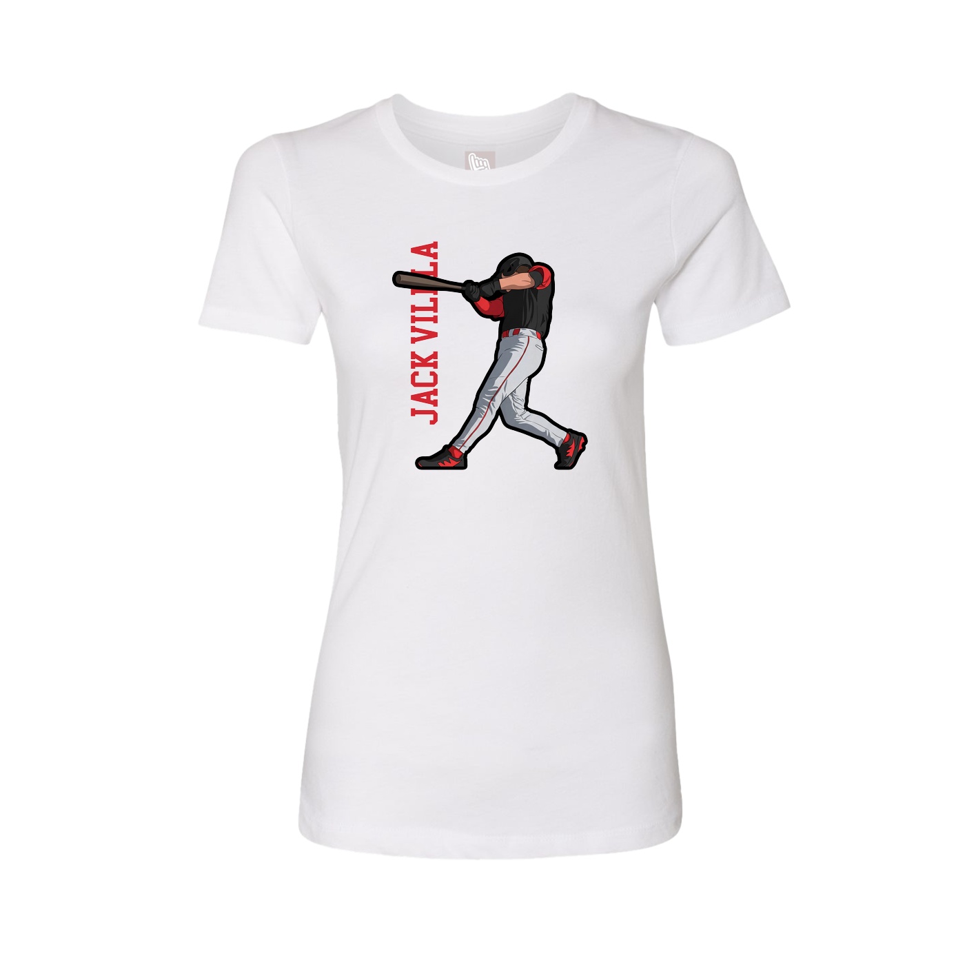 Fitted Women's Tee — Name Vertical in White