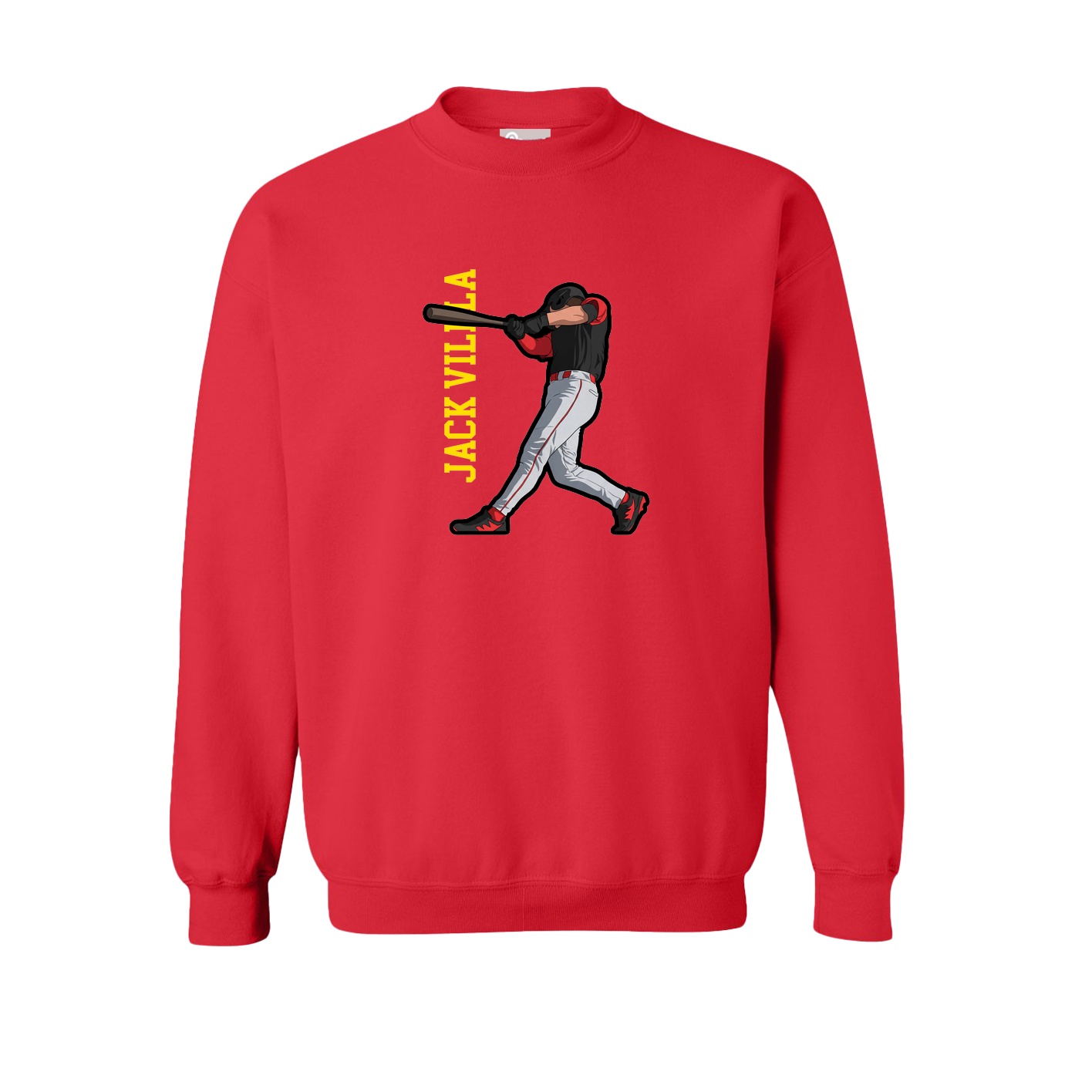 Fleece Crew — Name Vertical in Red
