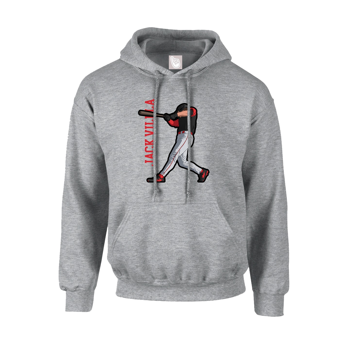 Youth Hoodie — Name Vertical in Grey