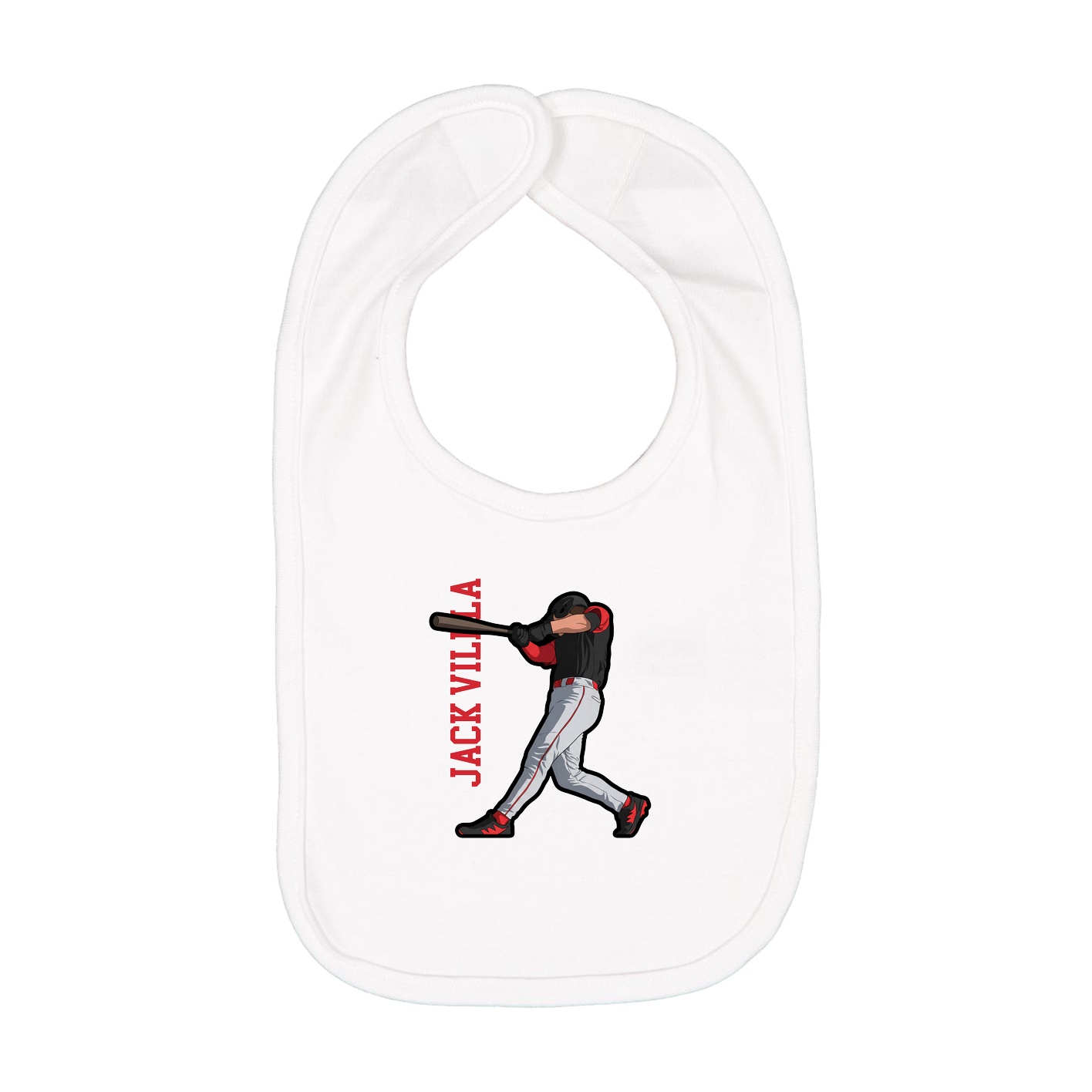 Infant Bib — Name Vertical in White