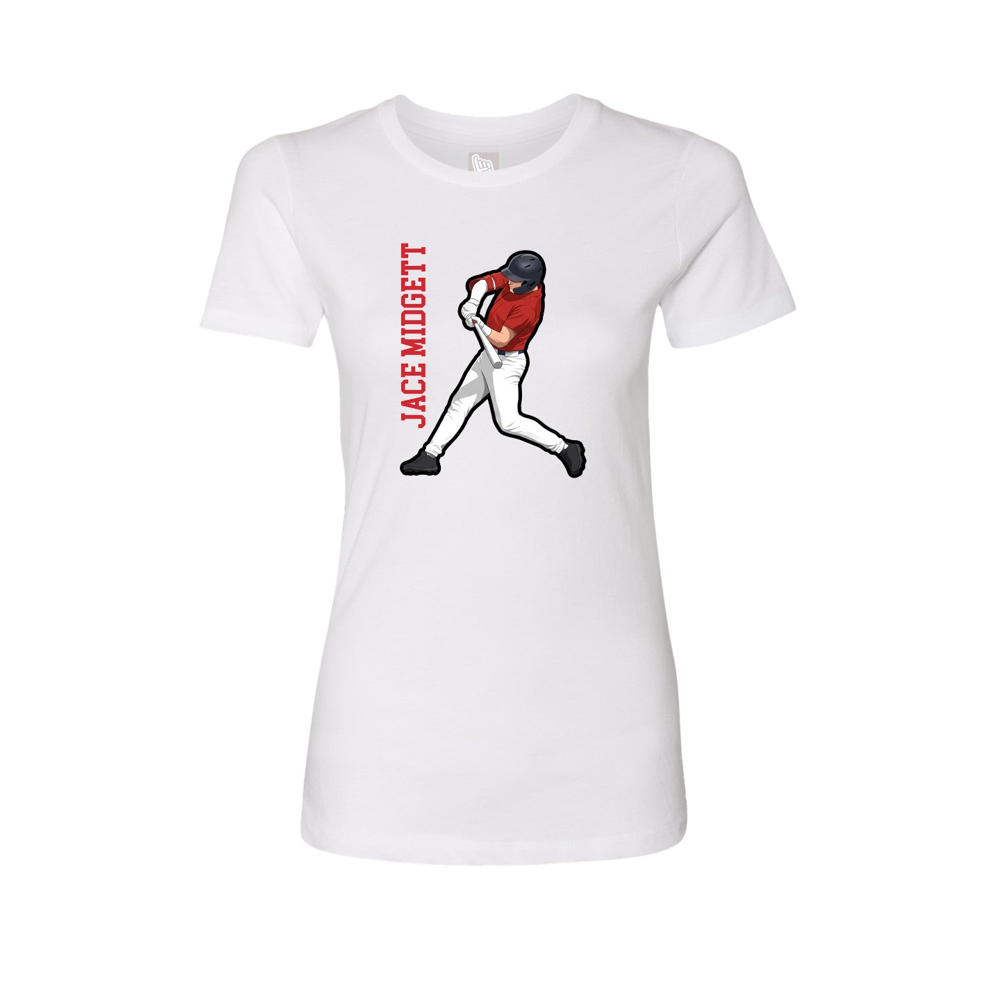 Fitted Women's Tee — Name Vertical in White