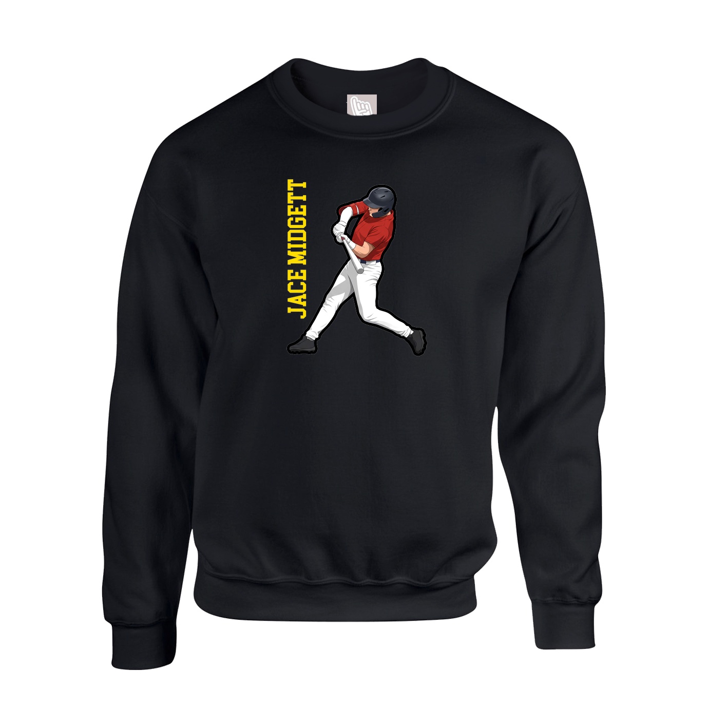 Fleece Crew — Name Vertical in Black