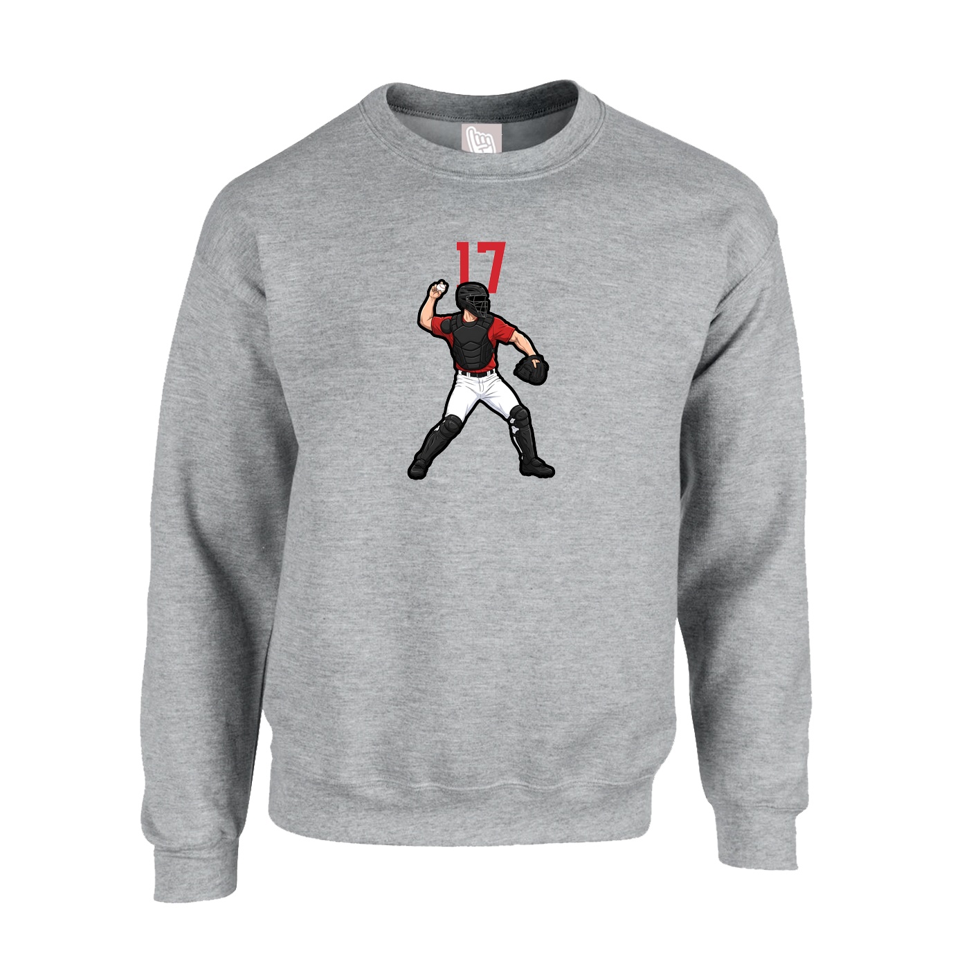 Fleece Crew — Number Top in Grey