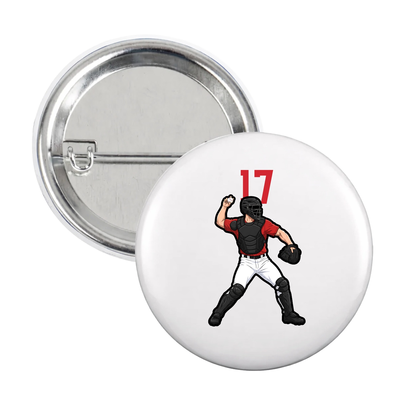 Game Day Button — Number Top in White