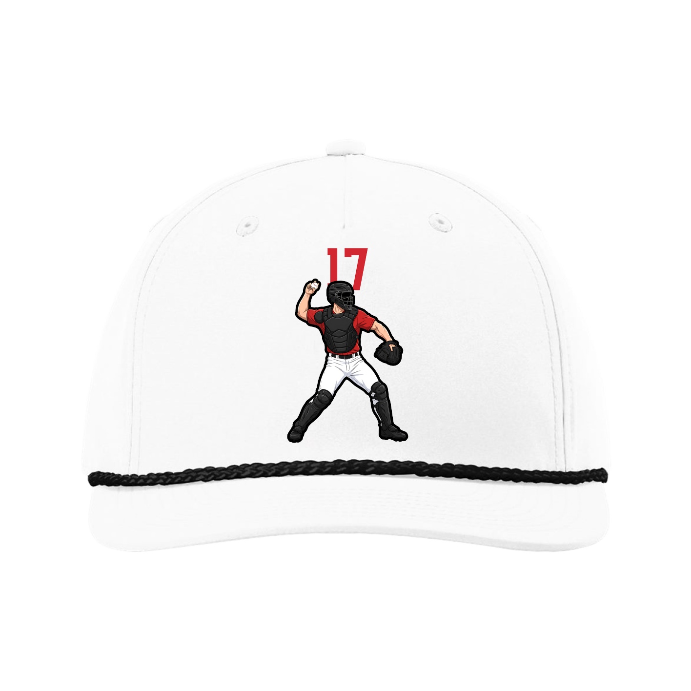Five-Panel Classic Rope Cap — Number Top in White