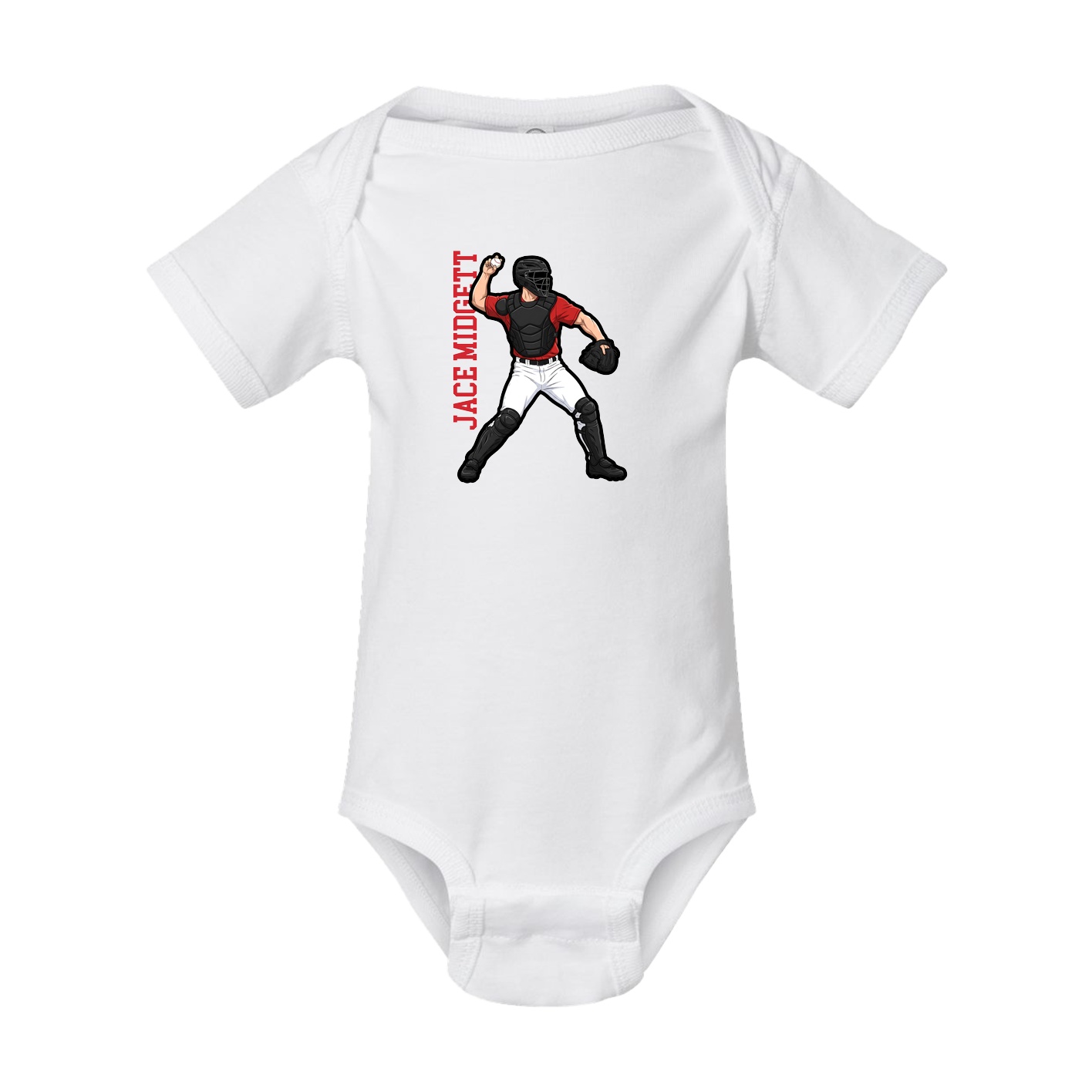 Baby Onesie — Name Vertical in White