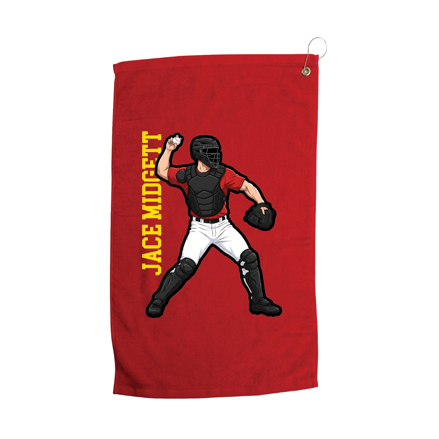 Golf Towel — Name Vertical in Red