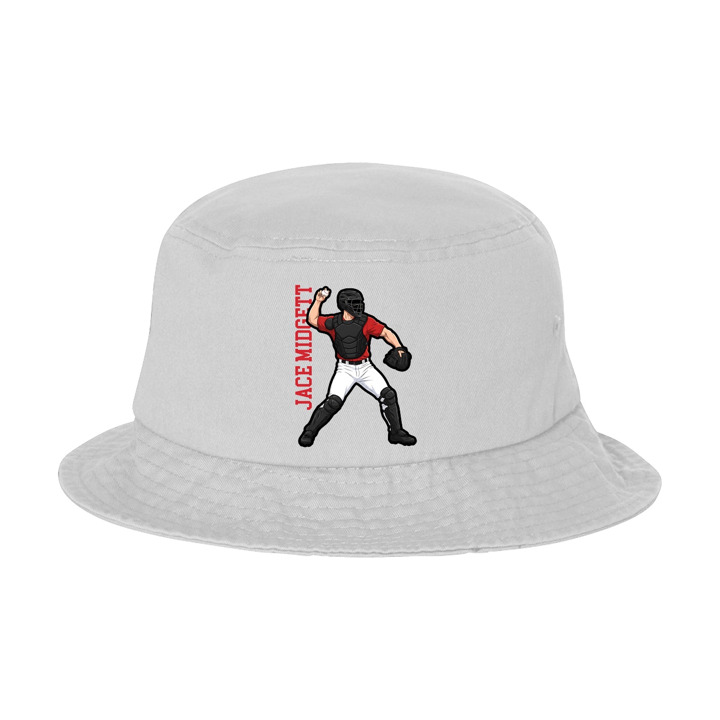 Bucket Cap — Name Vertical in White