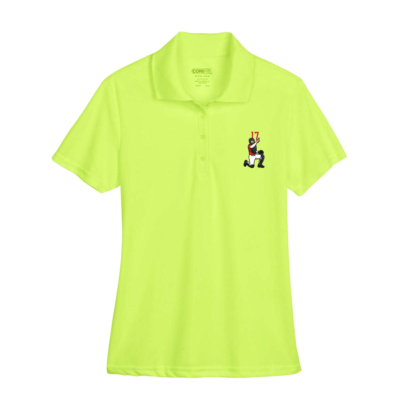 Womens Performance Polo — Number Top in Yellow