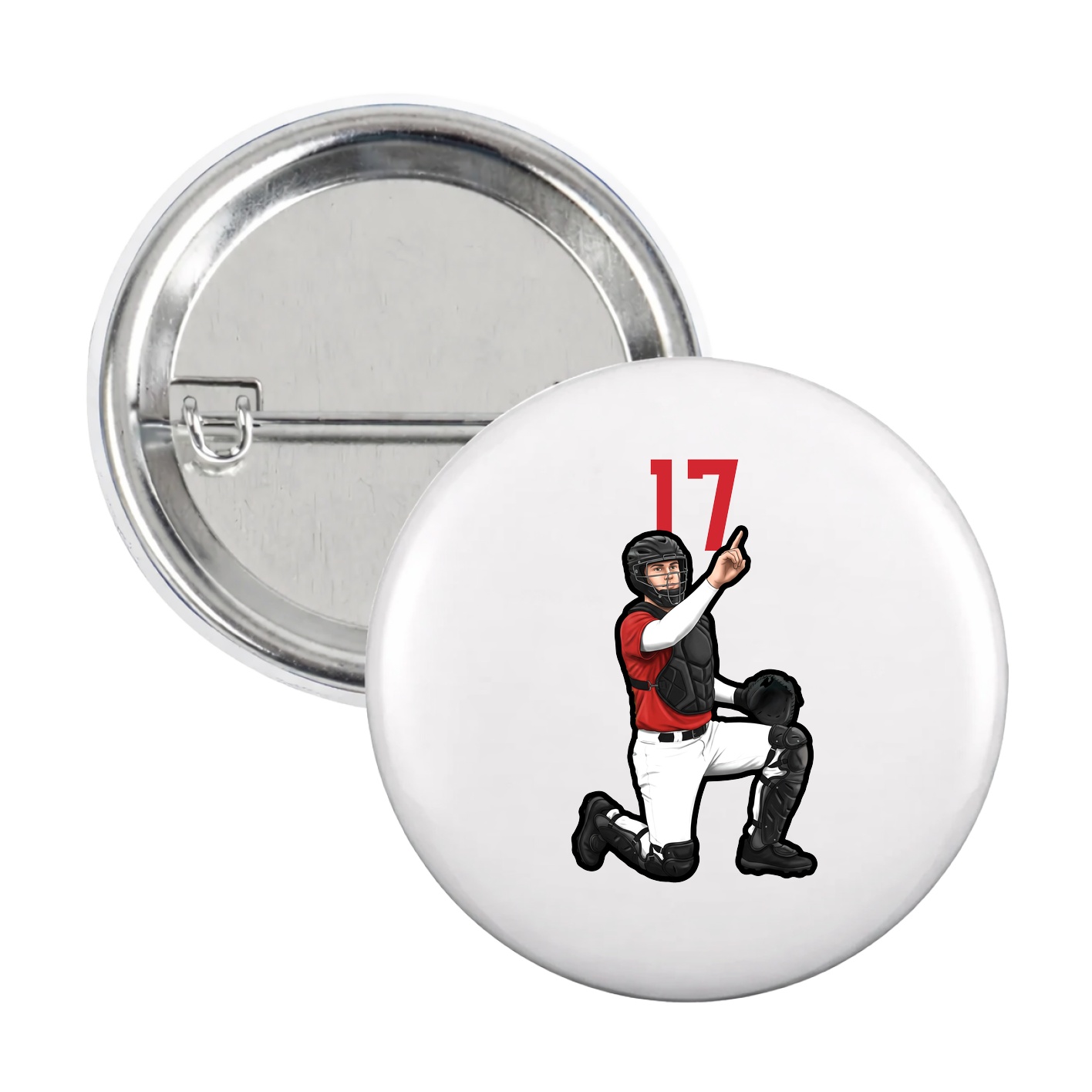 Game Day Button — Number Top in White