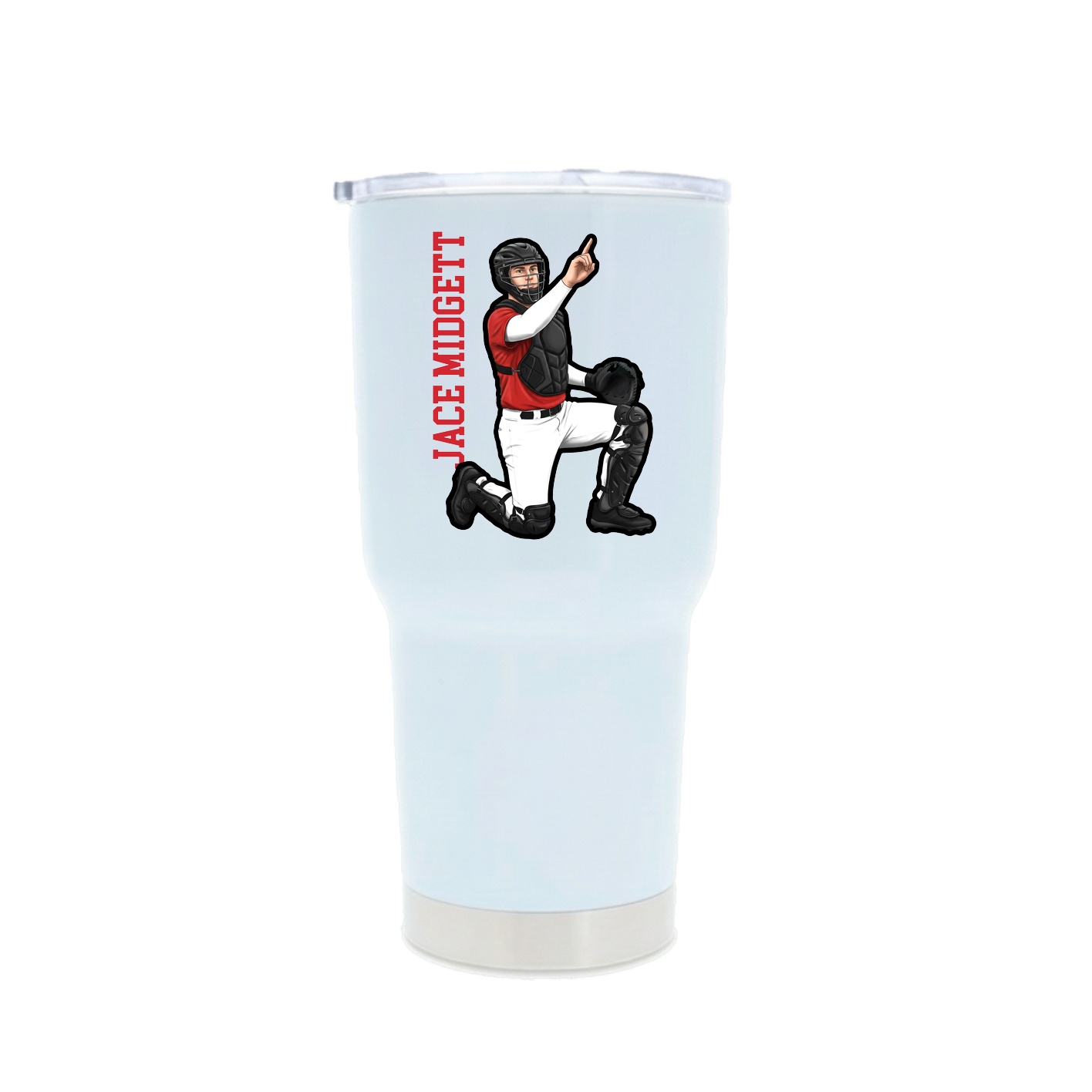 30oz Stainless Steel Tumbler — Name Vertical in White