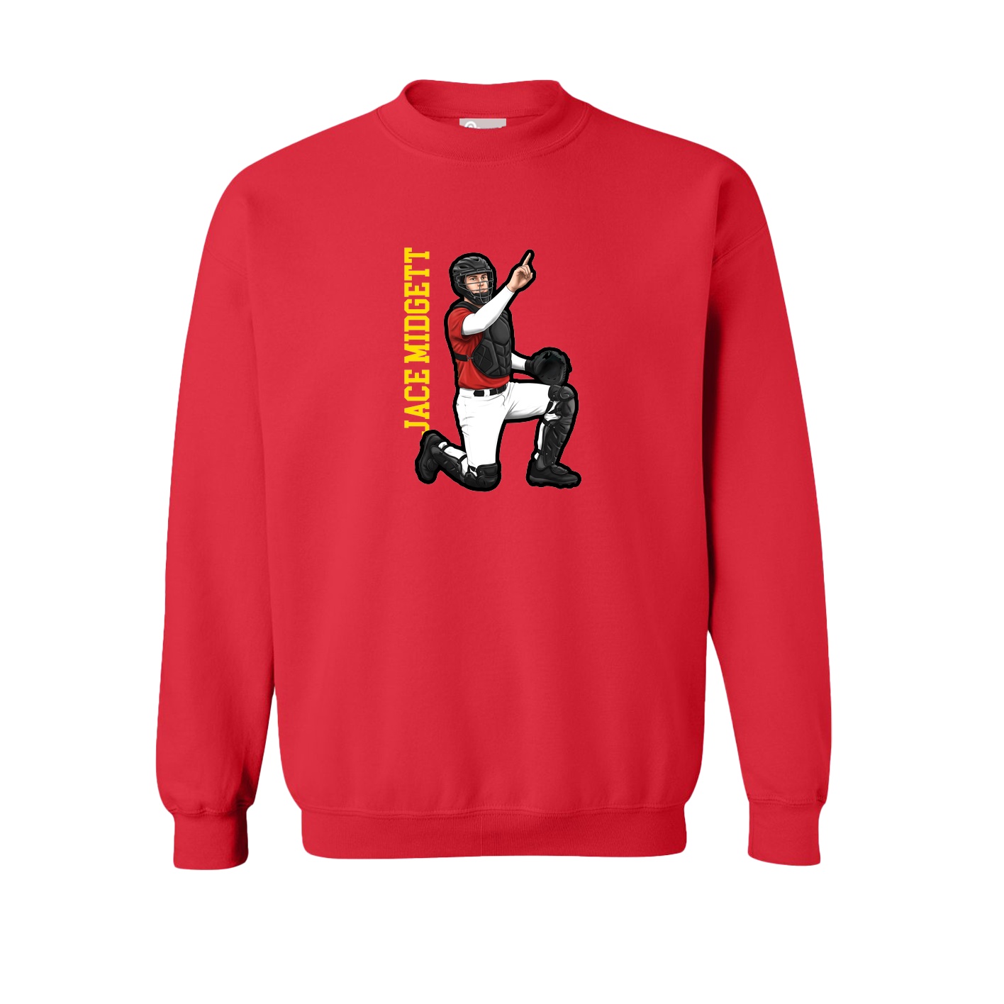 Fleece Crew — Name Vertical in Red