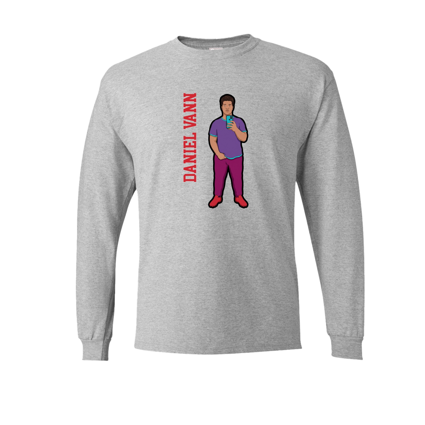 Long Sleeve Tee — Name Vertical in Grey