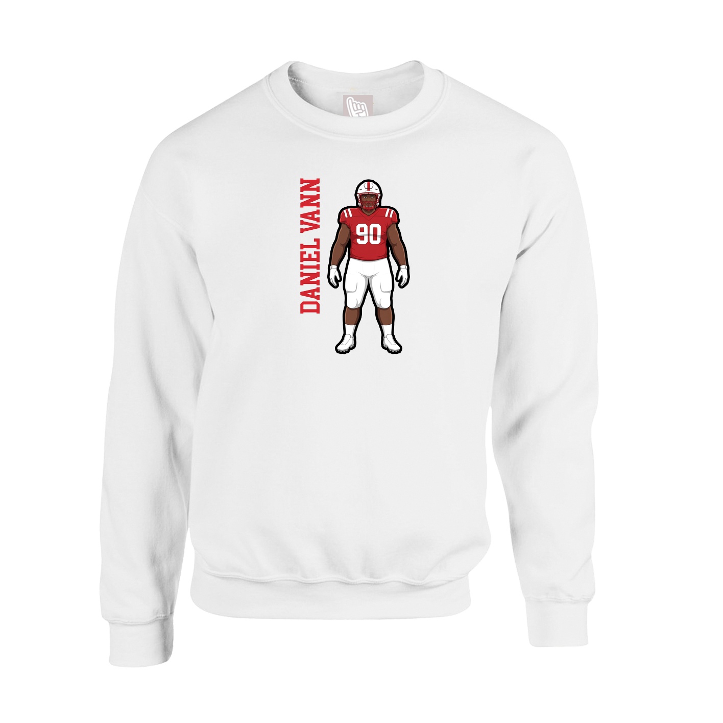 Fleece Crew — Name Vertical in White