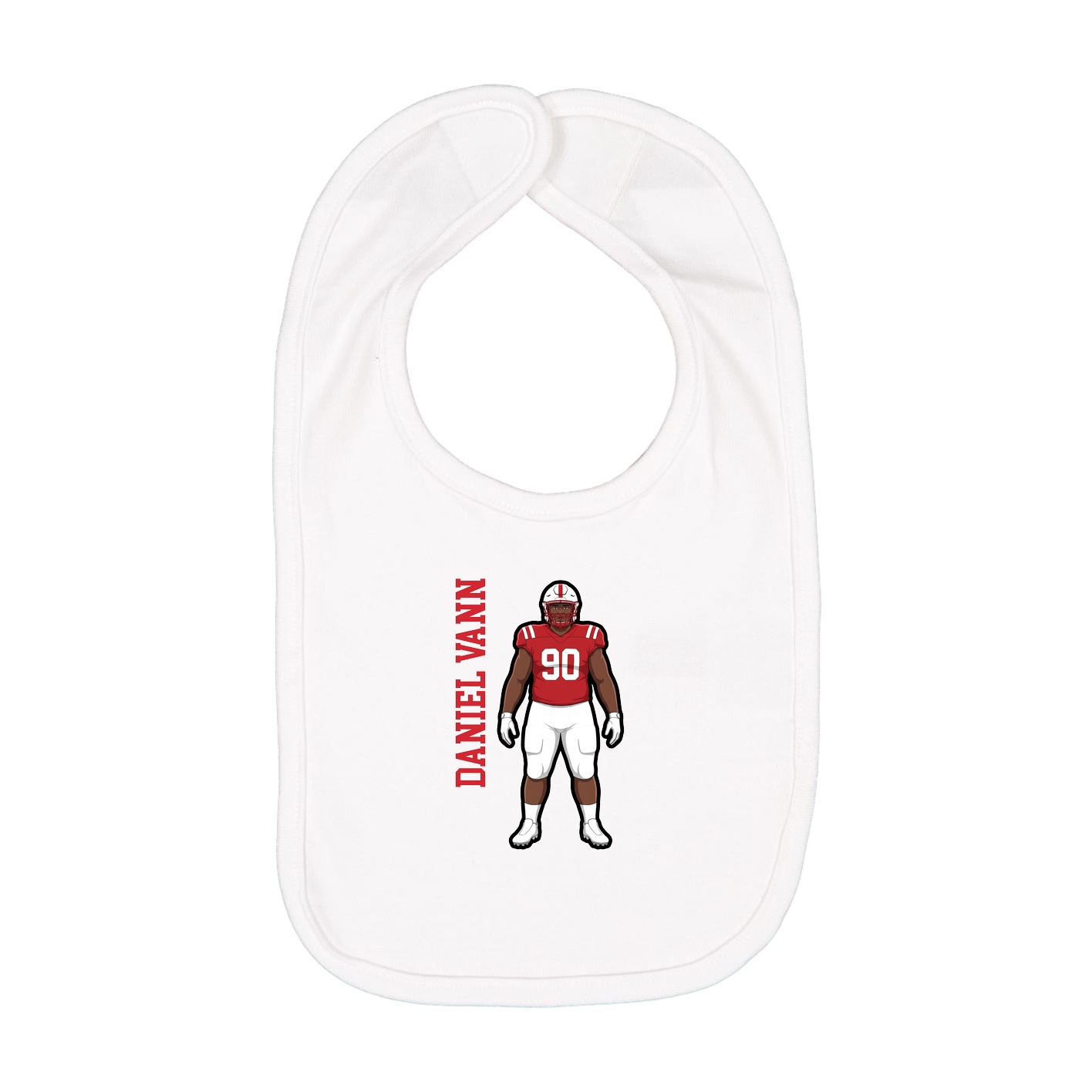 Infant Bib — Name Vertical in White