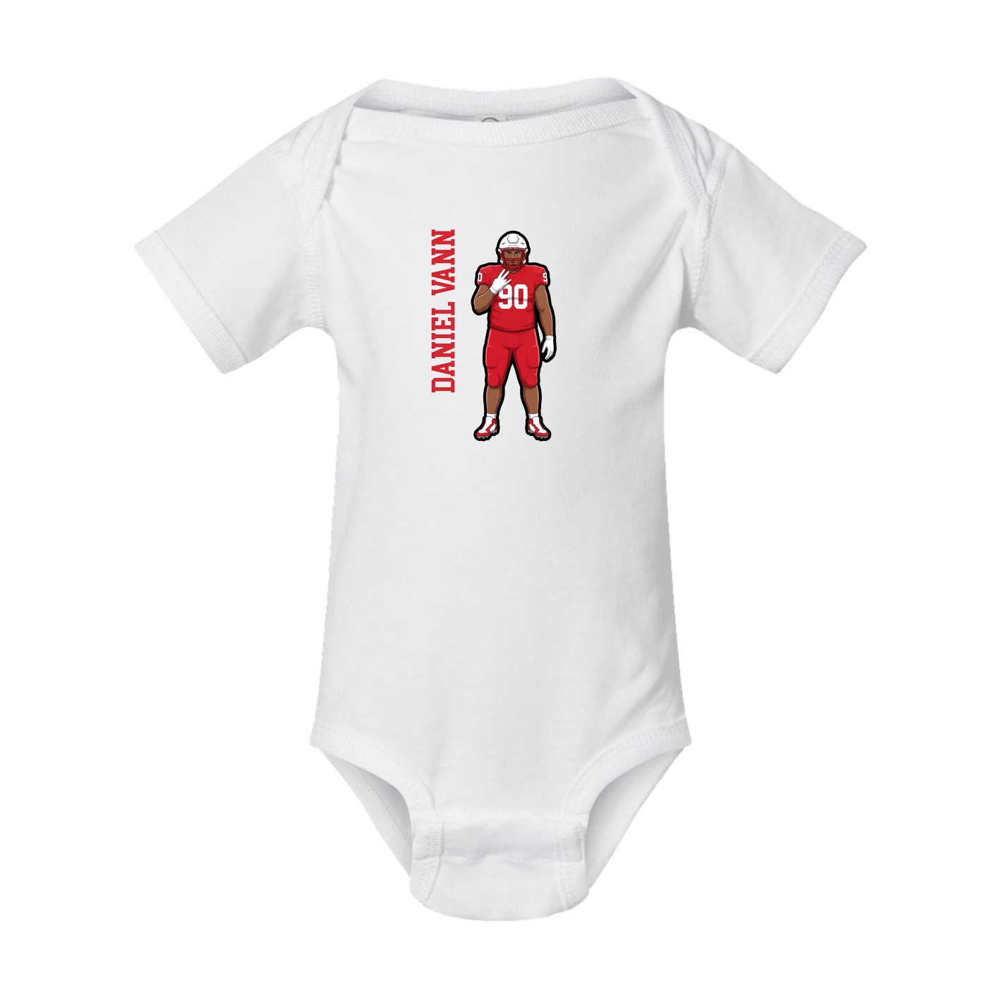 Baby Onesie — Name Vertical in White