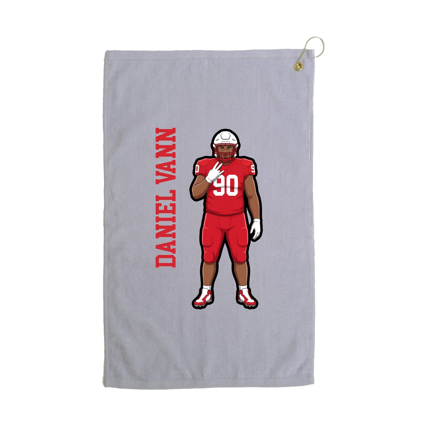 Golf Towel — Name Vertical in Grey