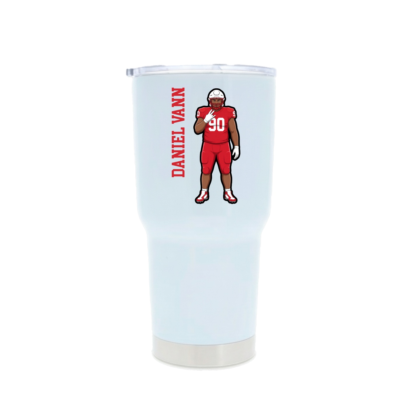 30oz Stainless Steel Tumbler — Name Vertical in White