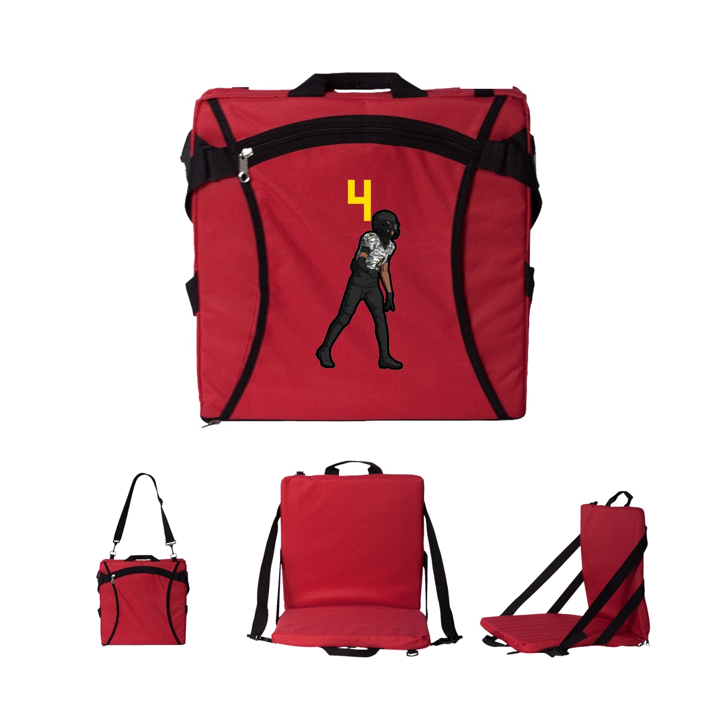 Folding Stadium Seat — Number Top in Red