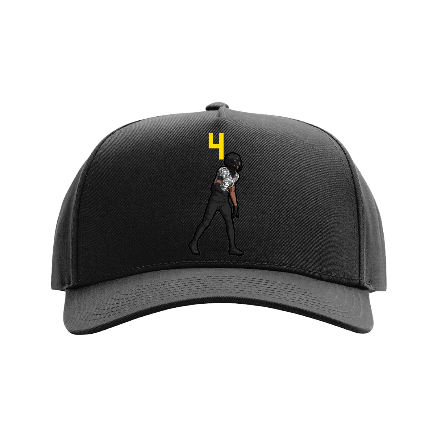 Full Fabric Five-Panel Champ Cap — Number Top in Black