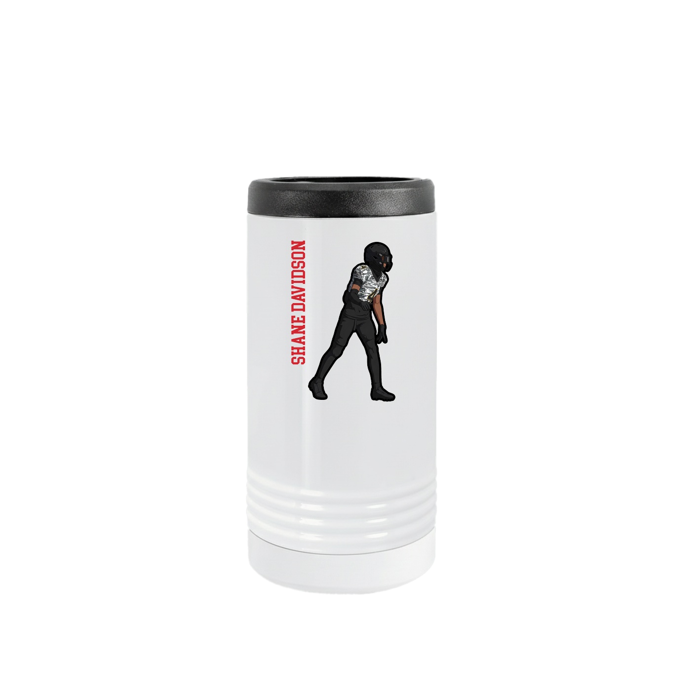 Slim Beverage Holder — Name Vertical in White