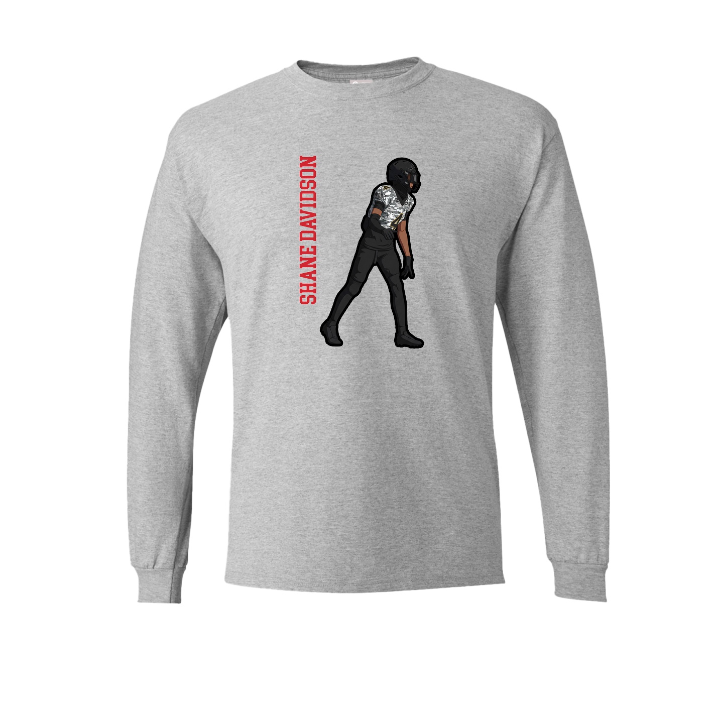 Long Sleeve Tee — Name Vertical in Grey