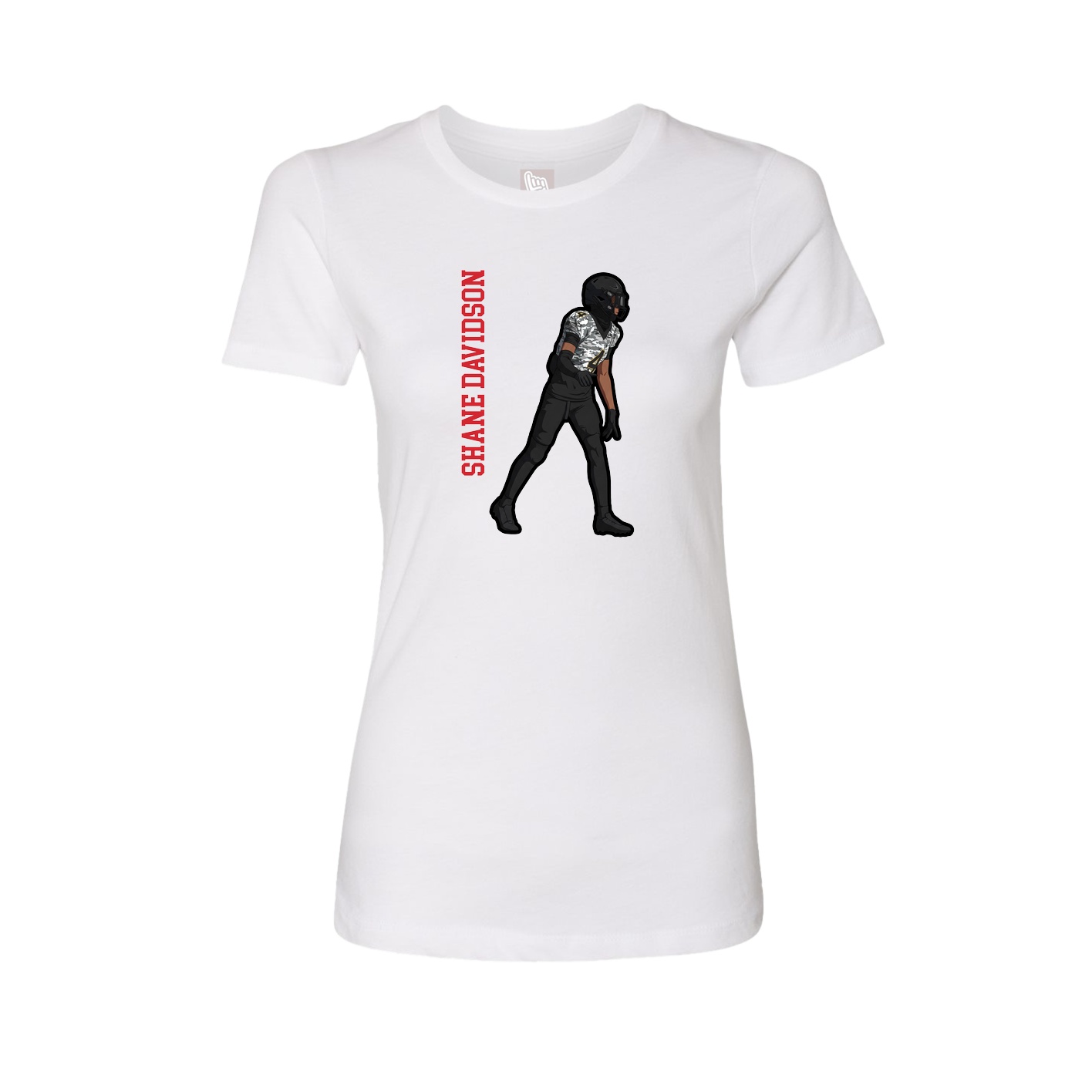 Fitted Women's Tee — Name Vertical in White
