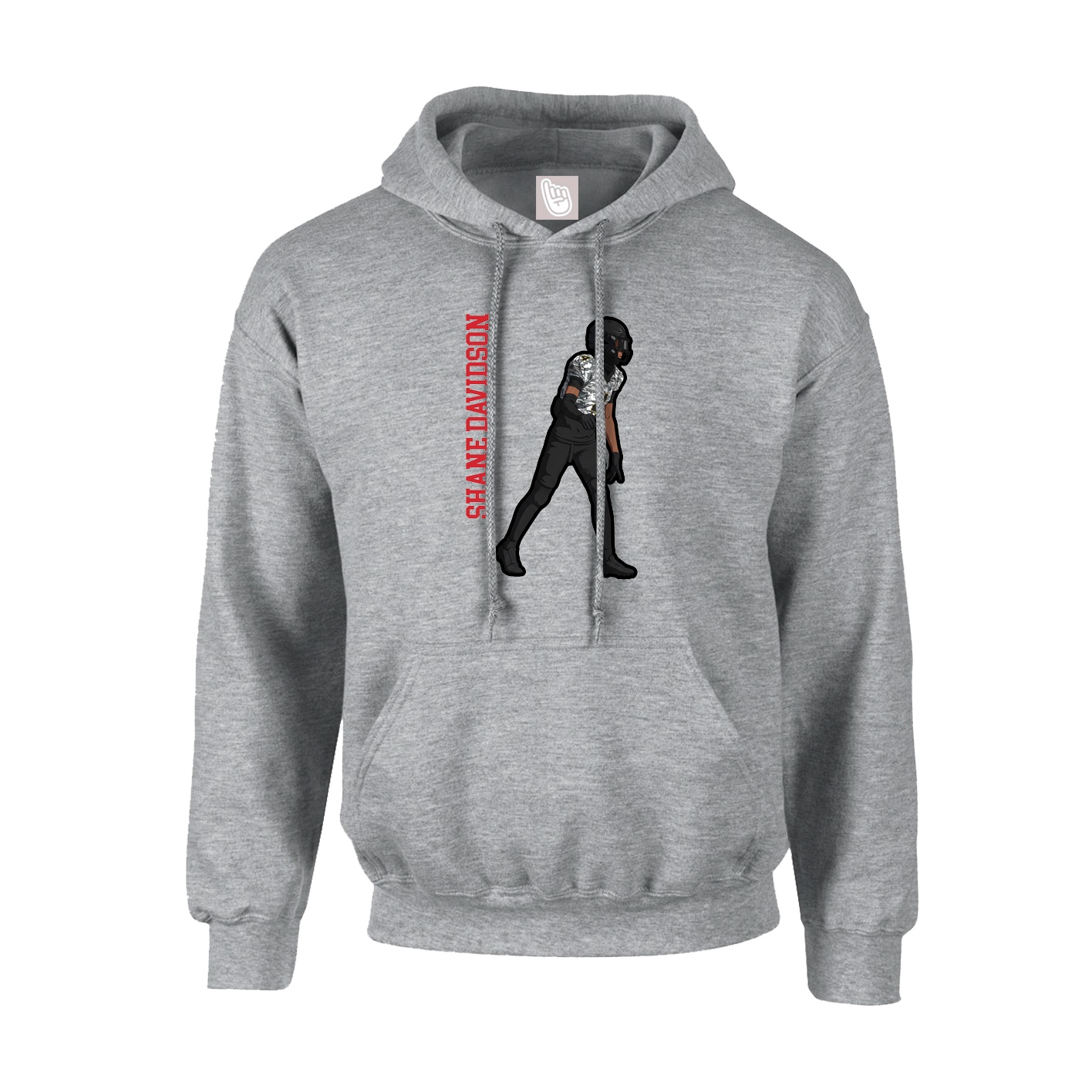 Youth Hoodie — Name Vertical in Grey