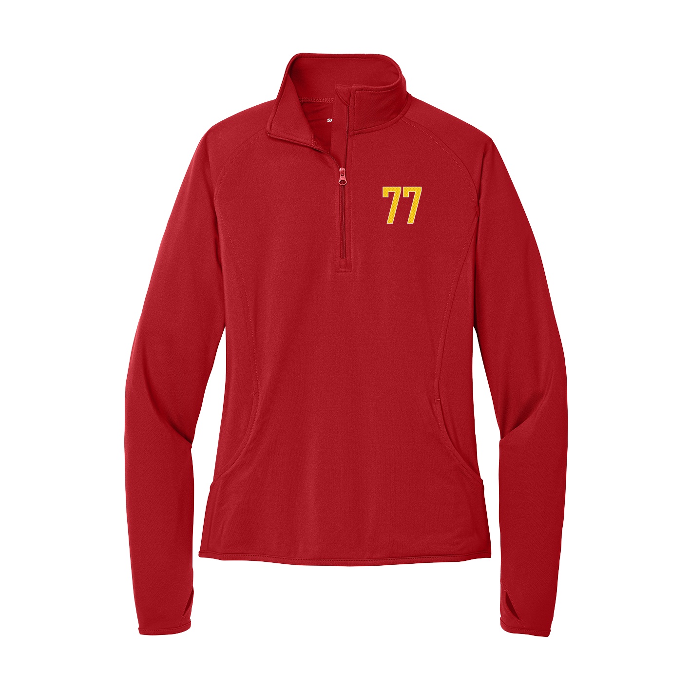 Women's Q-Zip Pullover — Front Shirsy in Red