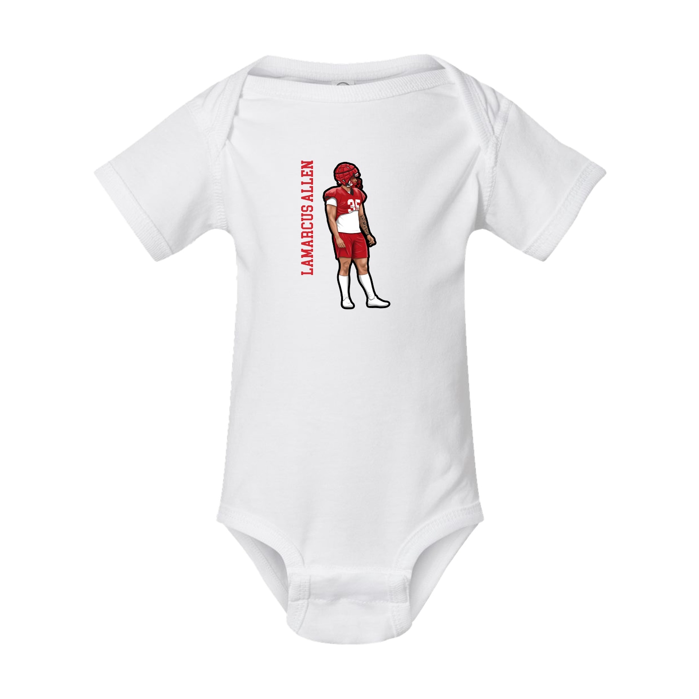 Baby Onesie — Name Vertical in White