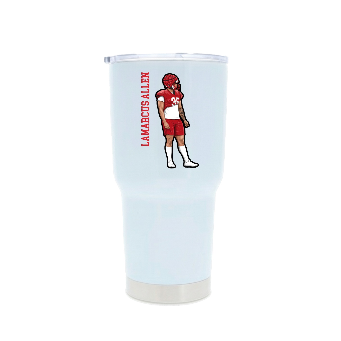 30oz Stainless Steel Tumbler — Name Vertical in White