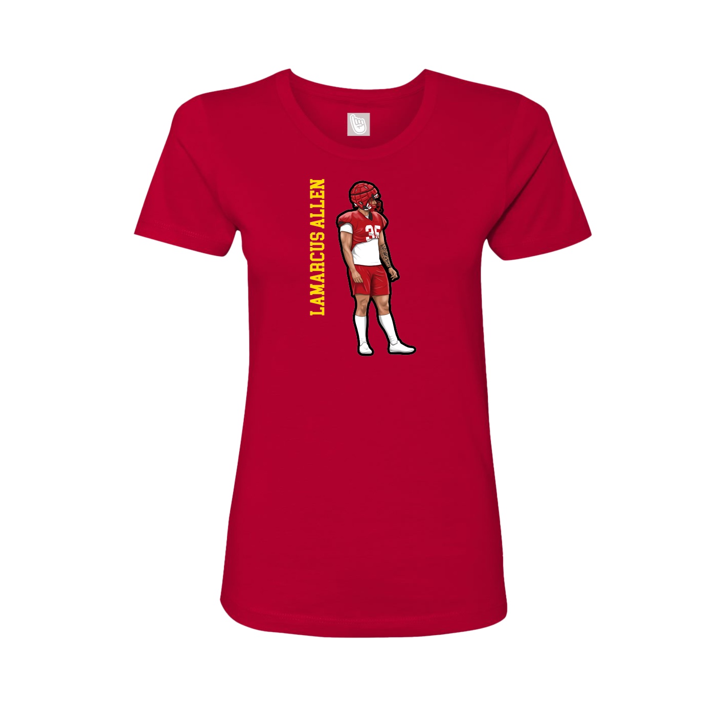 Womens Tee — Name Vertical in Red