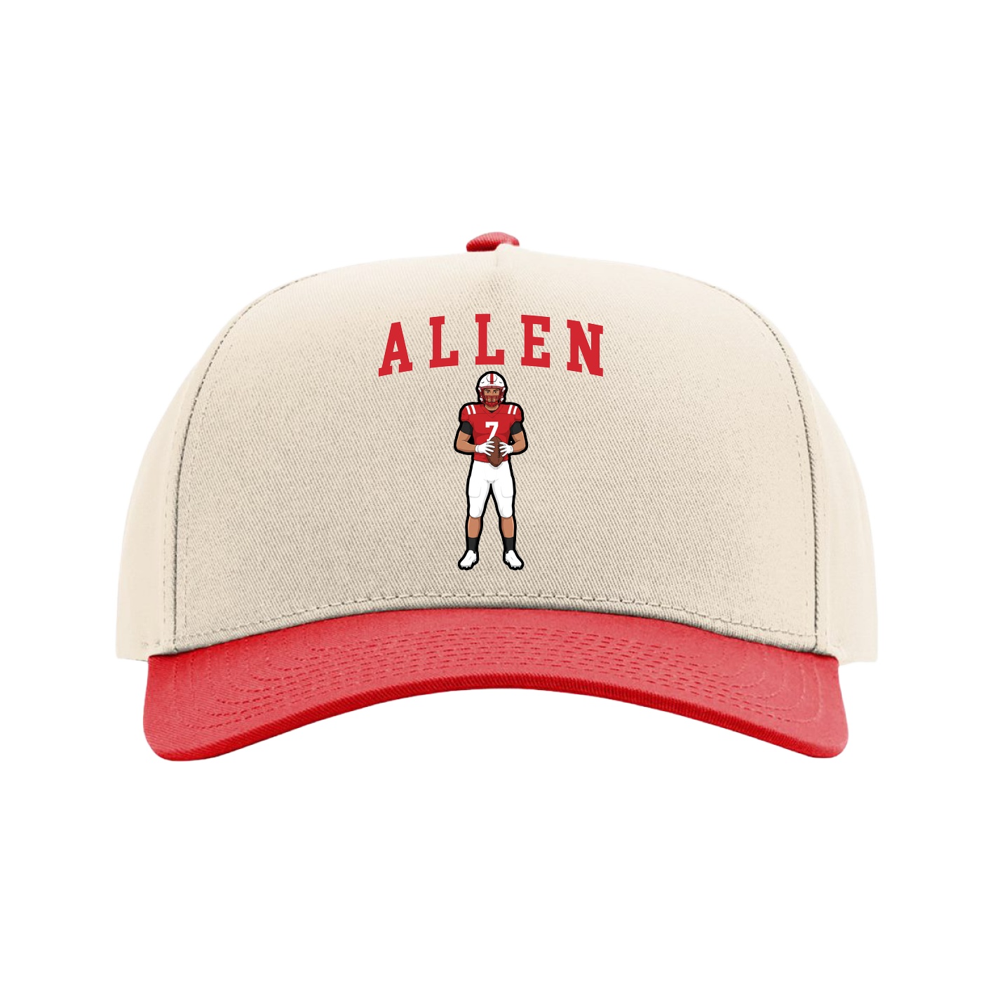 Full Fabric Five-Panel Champ Cap — Shirsey in Cream/Red