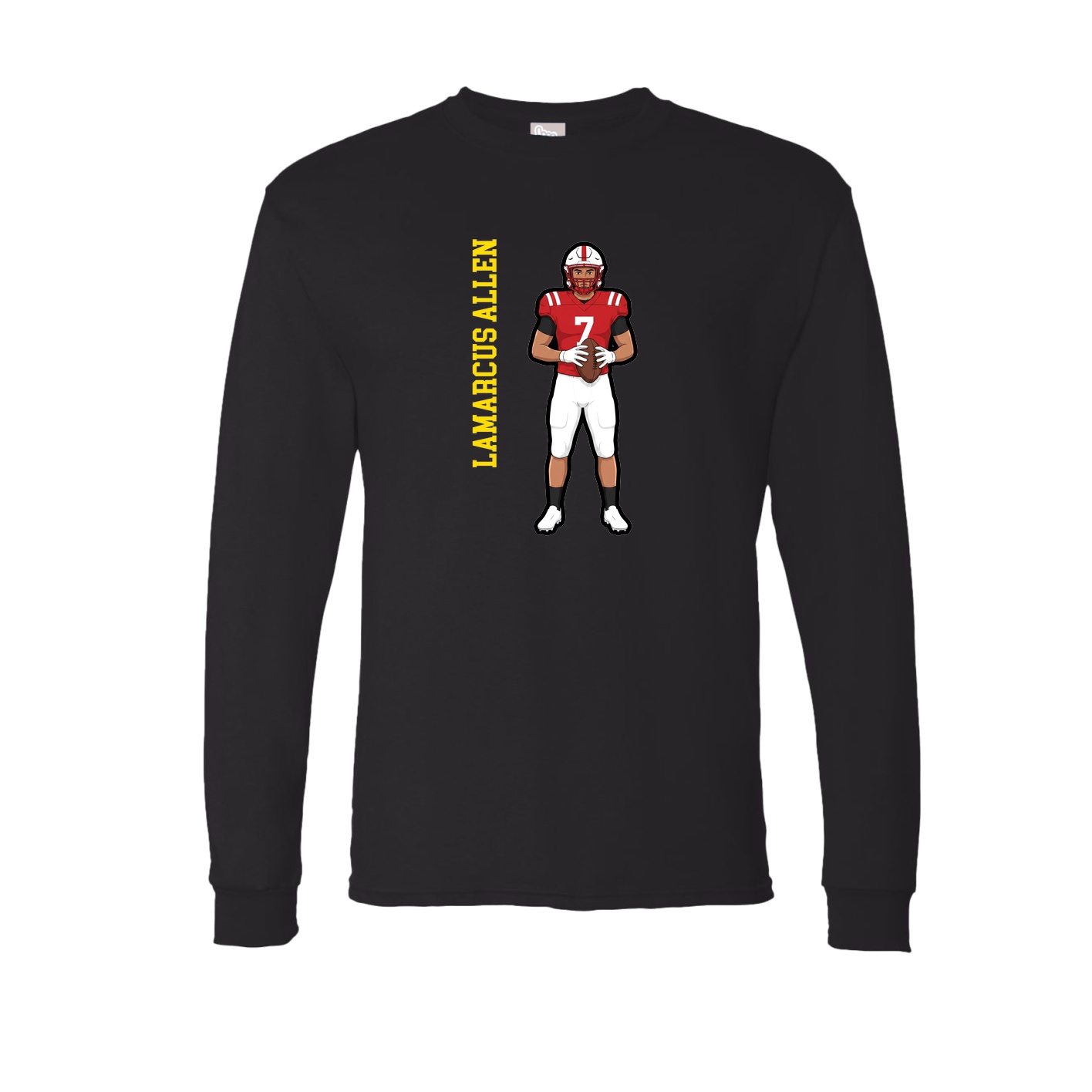 Long Sleeve Tee — Name Vertical in Black