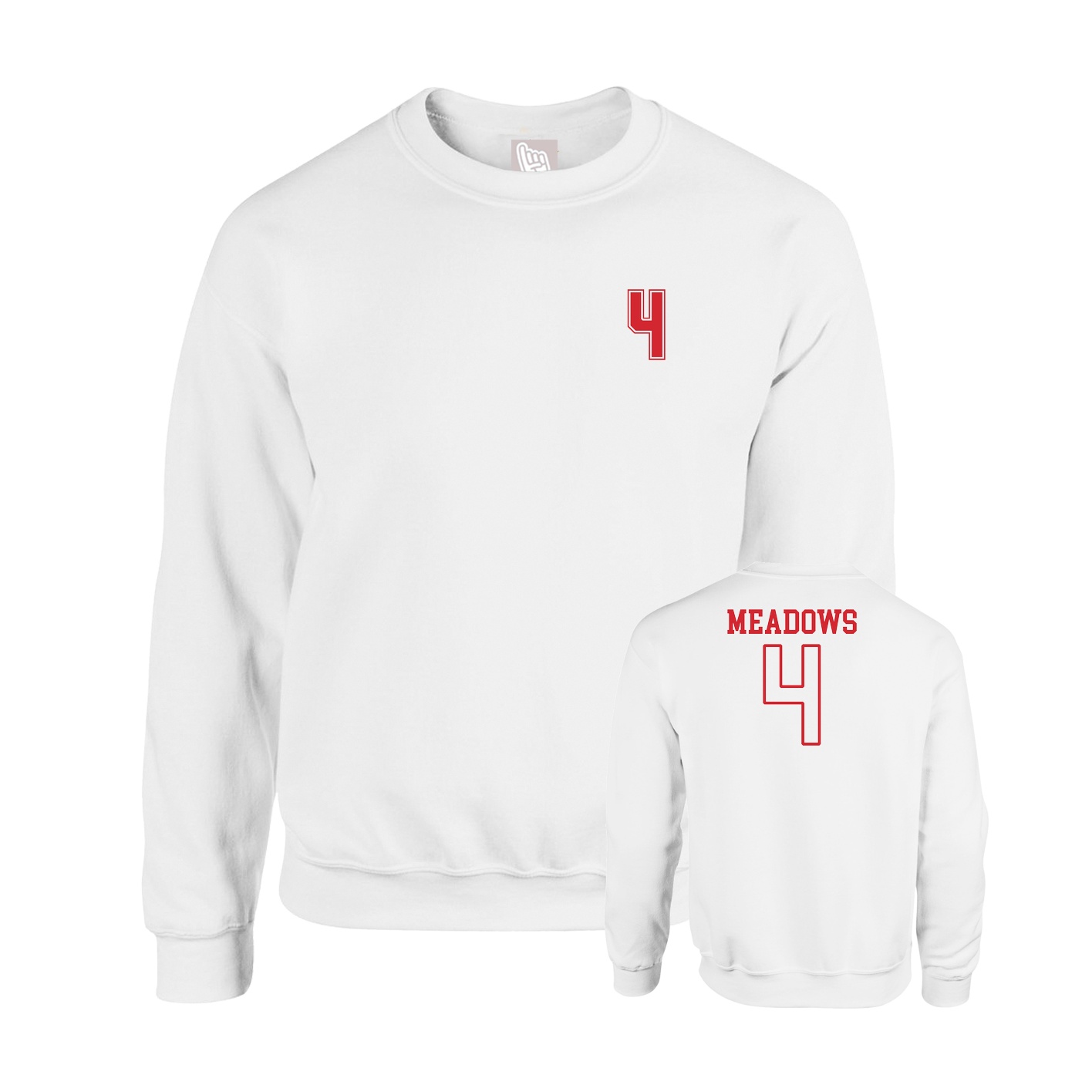 Fleece Crew — Chest Back in White