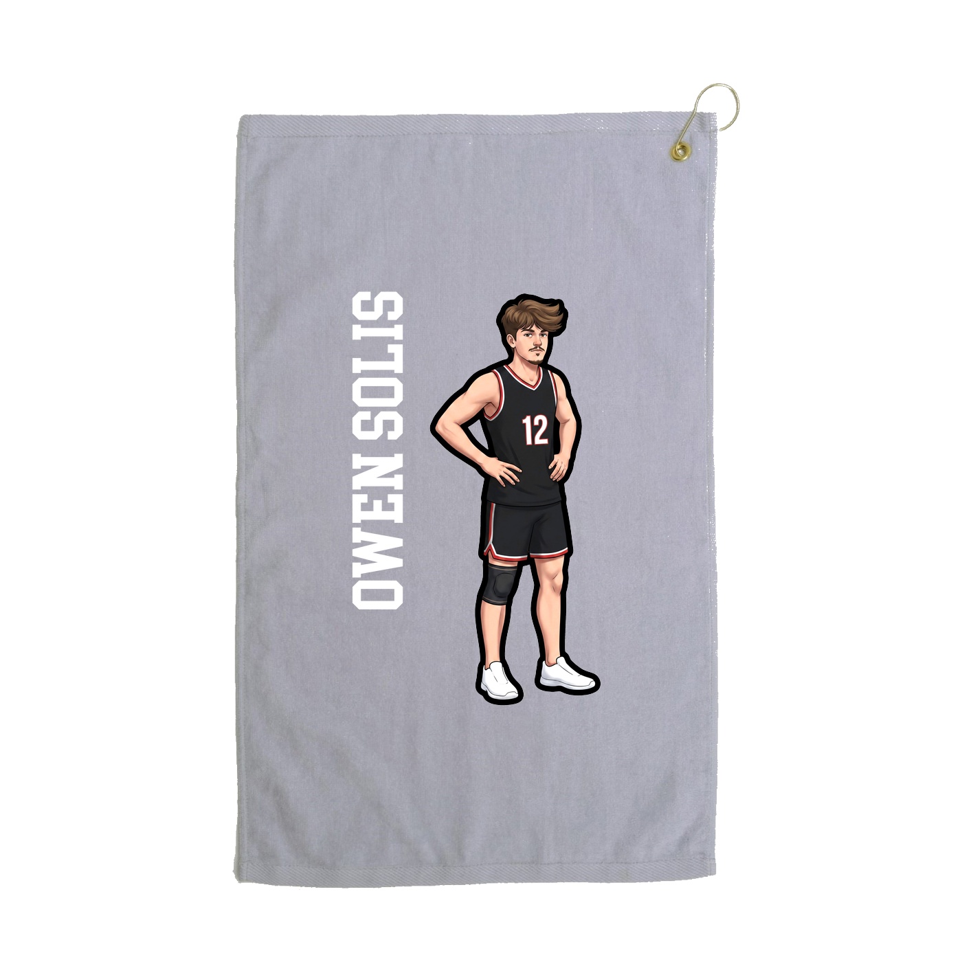 Golf Towel — Name Vertical in Grey