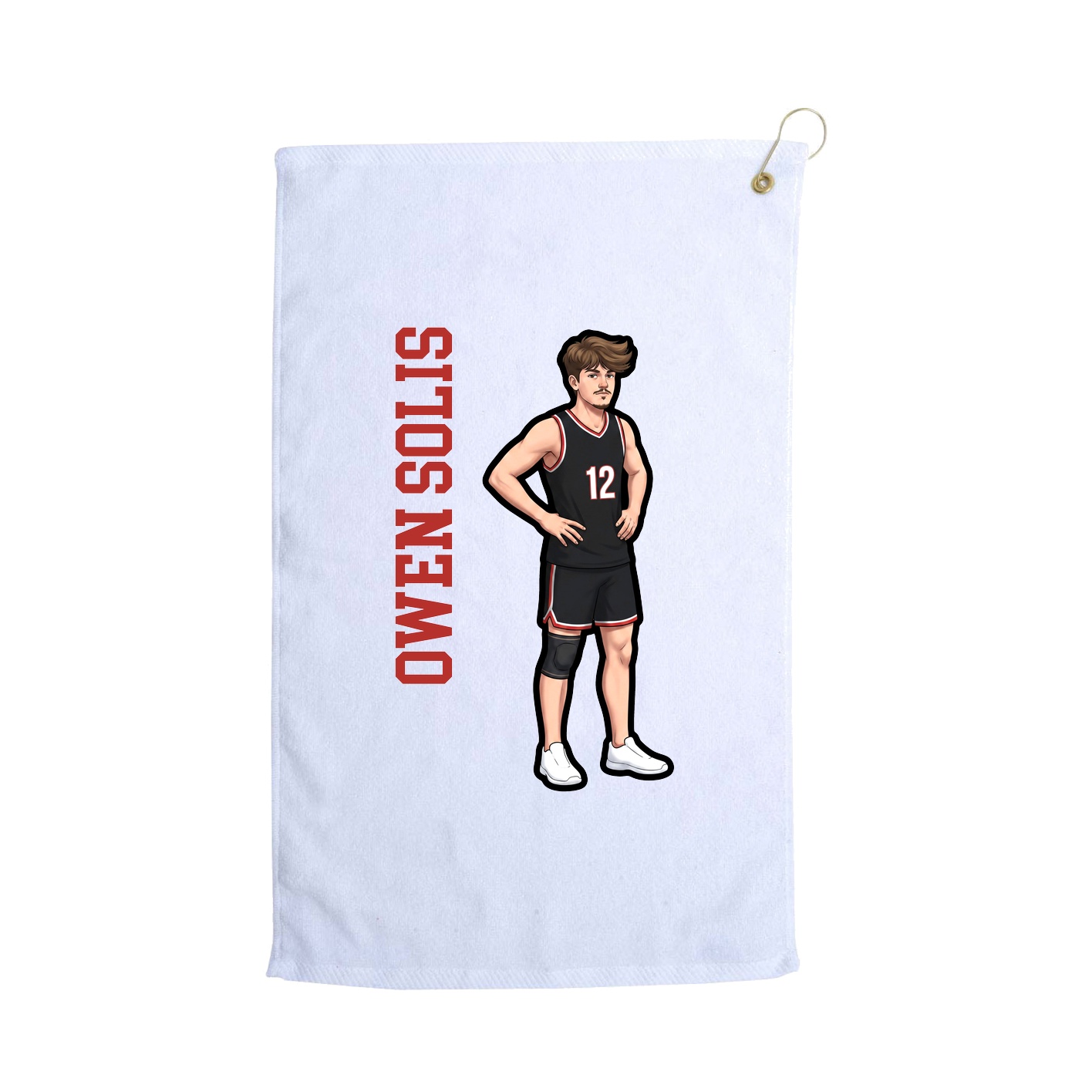 Golf Towel — Name Vertical in White