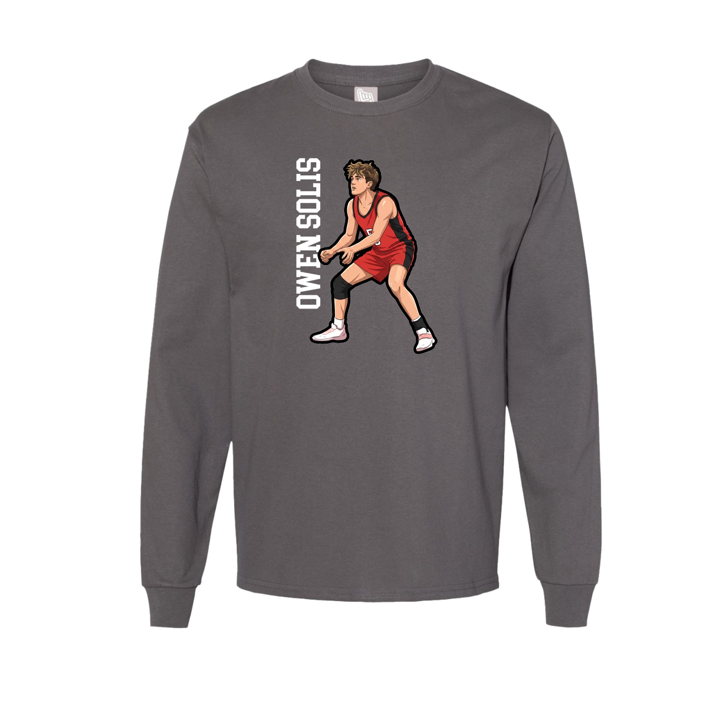 Long Sleeve Tee — Name Vertical in Grey