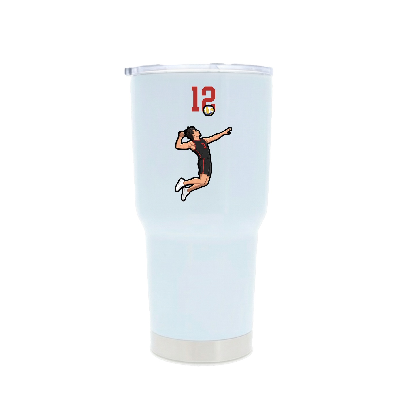 30oz Stainless Steel Tumbler — Number Top in White