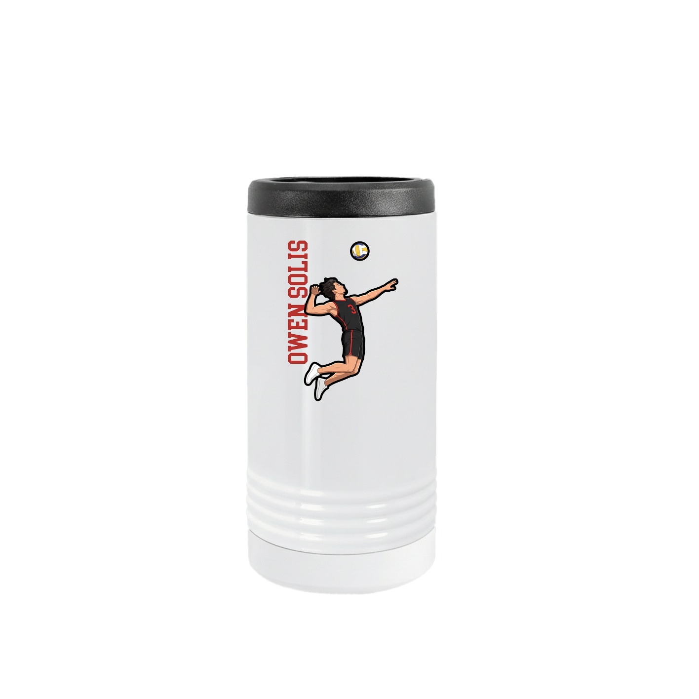 Slim Beverage Holder — Name Vertical in White