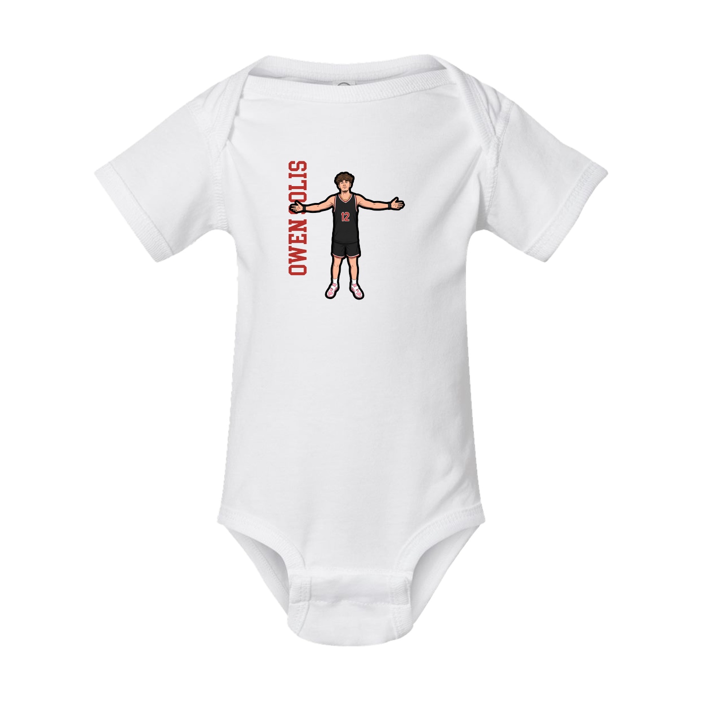 Baby Onesie — Name Vertical in White