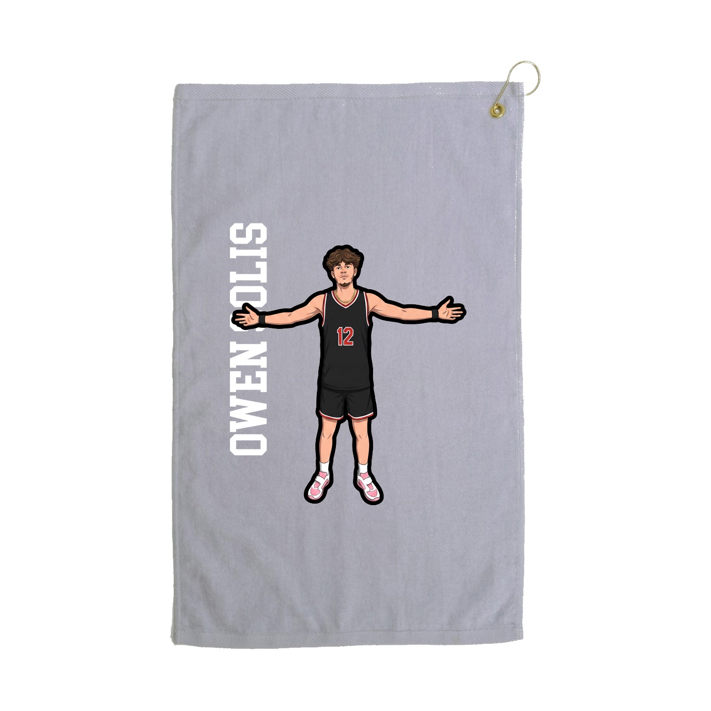 Golf Towel — Name Vertical in Grey