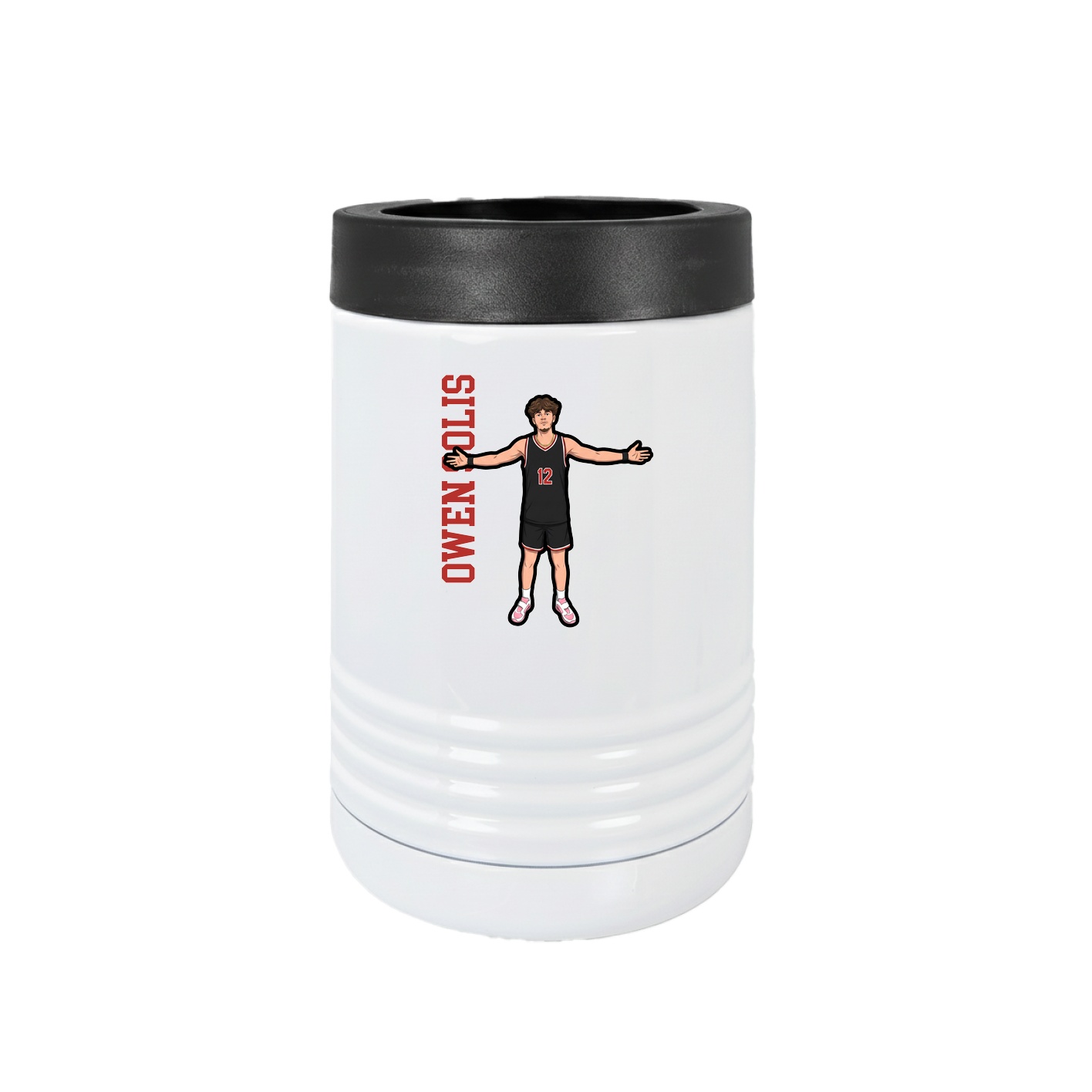 Beverage Holder — Name Vertical in White