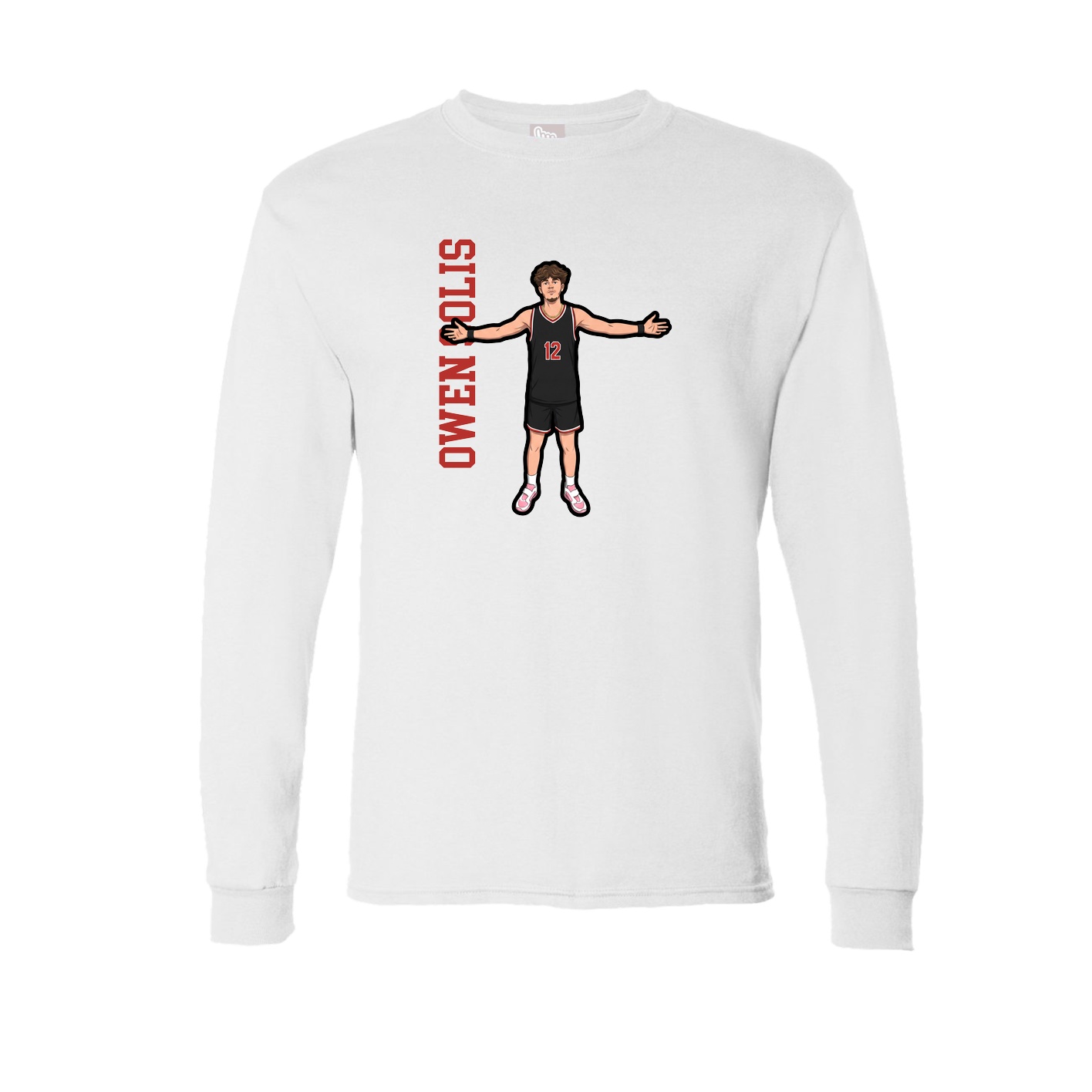 Long Sleeve Tee — Name Vertical in White
