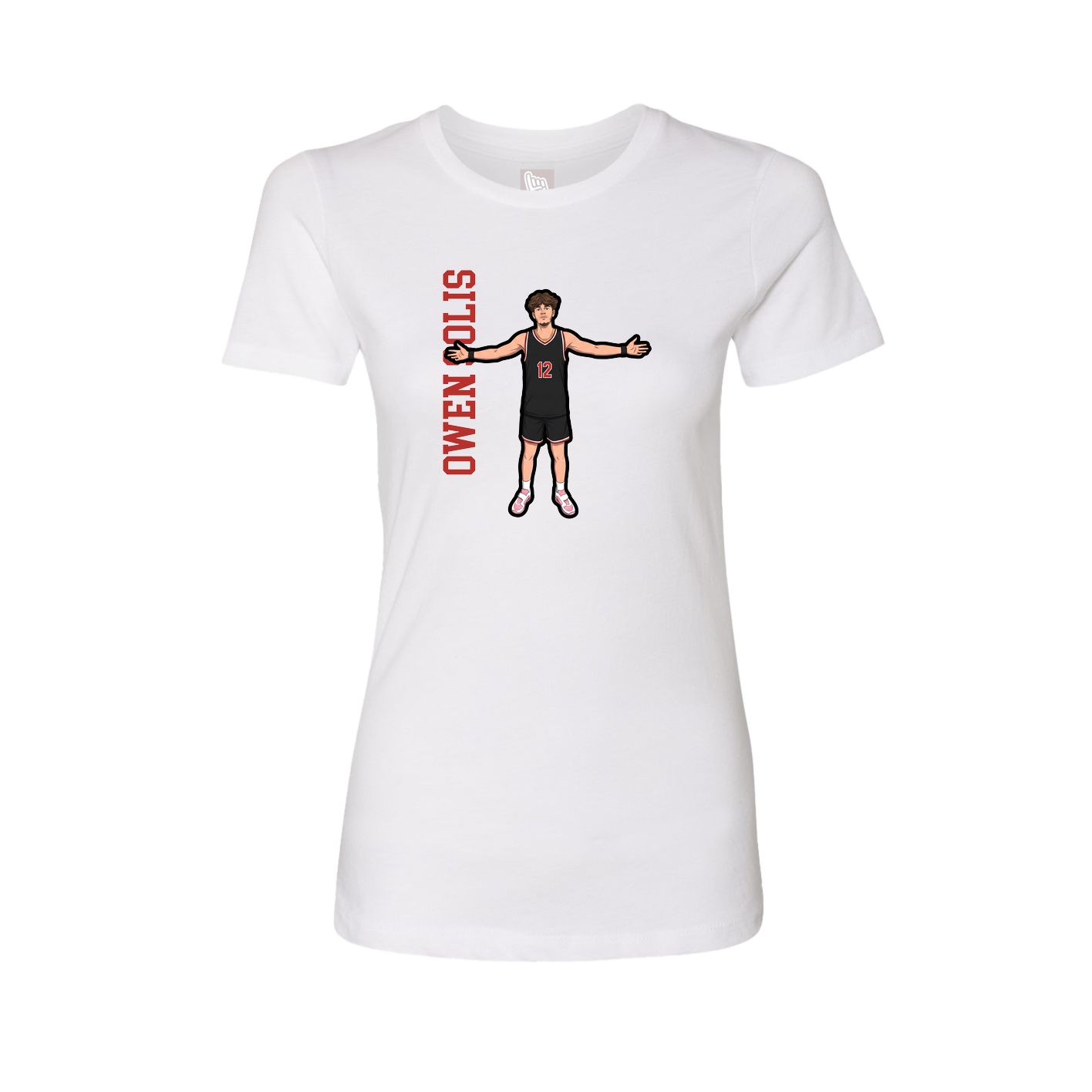 Womens Tee — Name Vertical in White